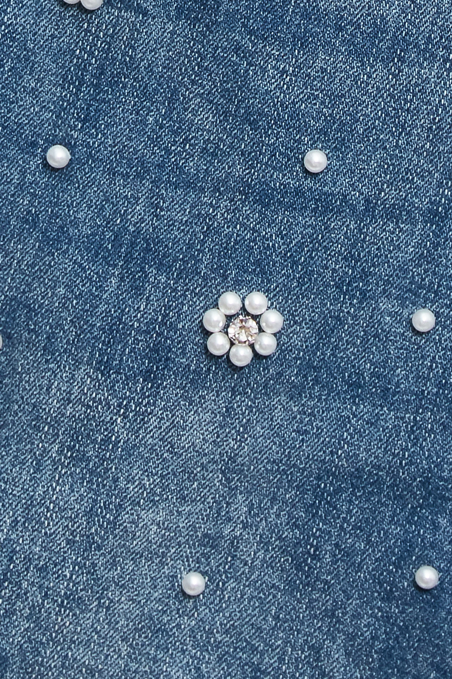 Pearl Floral Detail Denim SkirtPearl Floral Detail Denim Skirt,Denim,co-ord sets,Denim,Denim skirts,pearl,Season (AW) Look,Valentine,blossoms,Midi skirts