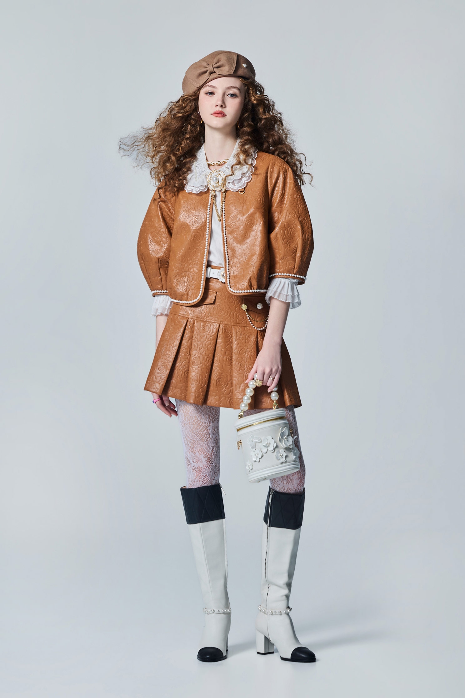 PU Caramel Pleated SkirtPU Caramel Pleated Skirt,Leather,Mini skirts,Season (AW) Look