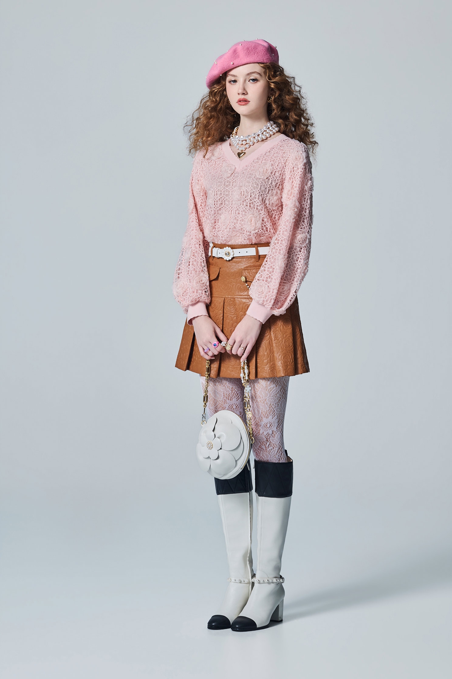 PU Caramel Pleated SkirtPU Caramel Pleated Skirt,Leather,Mini skirts,Season (AW) Look
