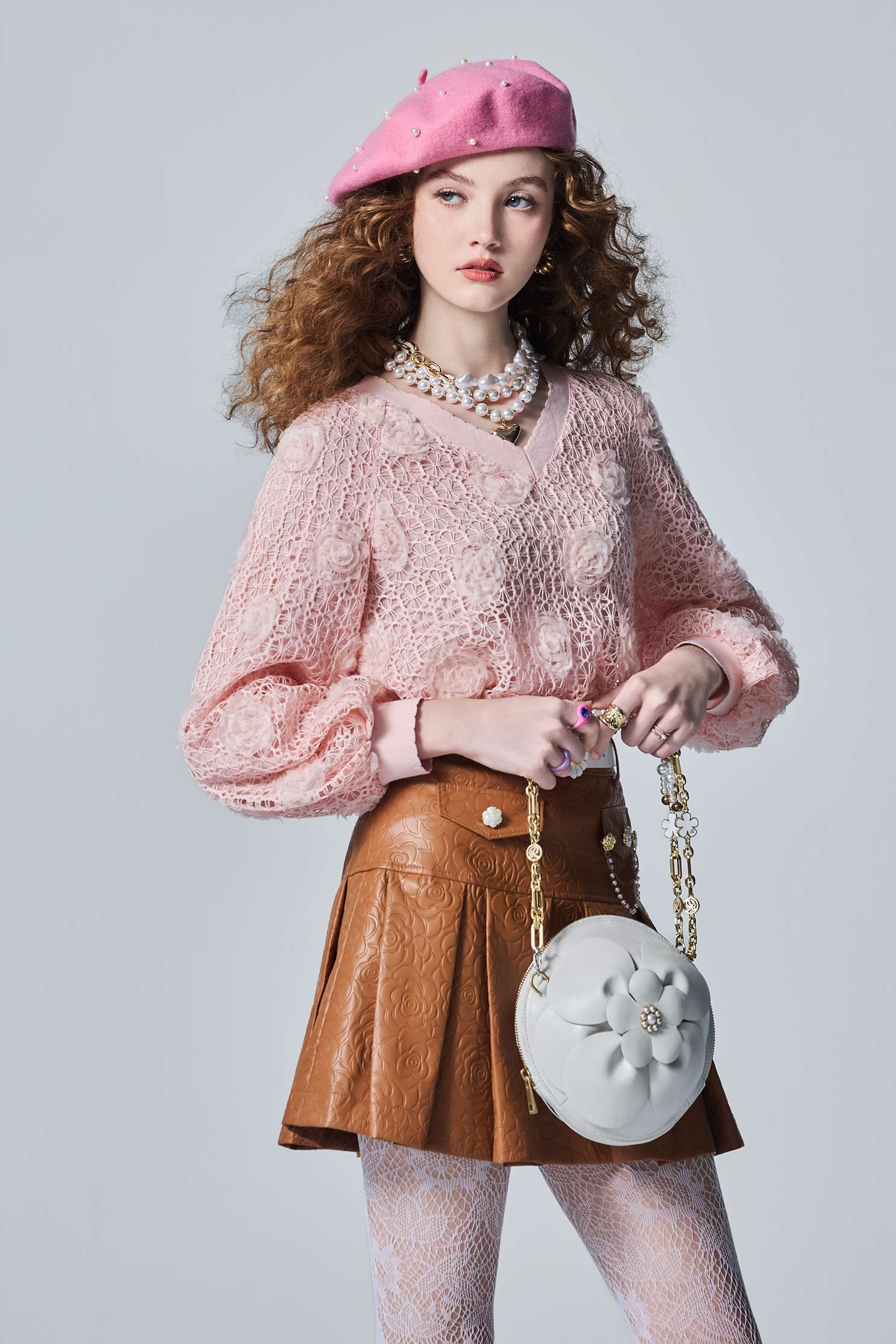 PU Caramel Pleated SkirtPU Caramel Pleated Skirt,Leather,Mini skirts,Season (AW) Look