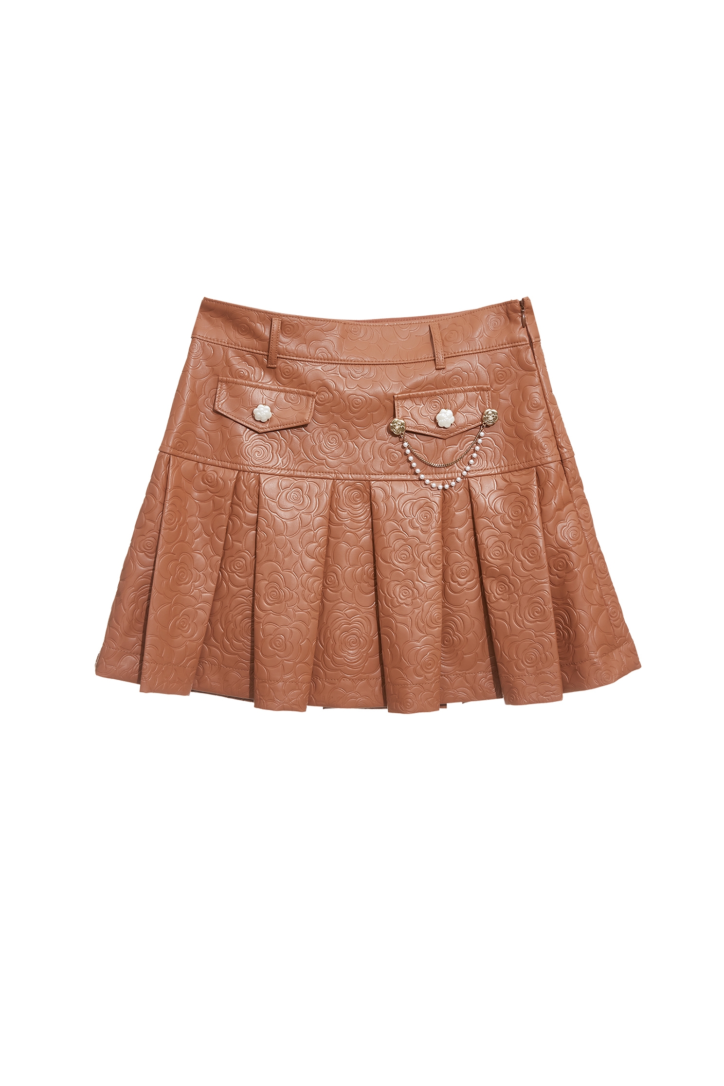 PU Caramel Pleated SkirtPU Caramel Pleated Skirt,Leather,Mini skirts,Season (AW) Look