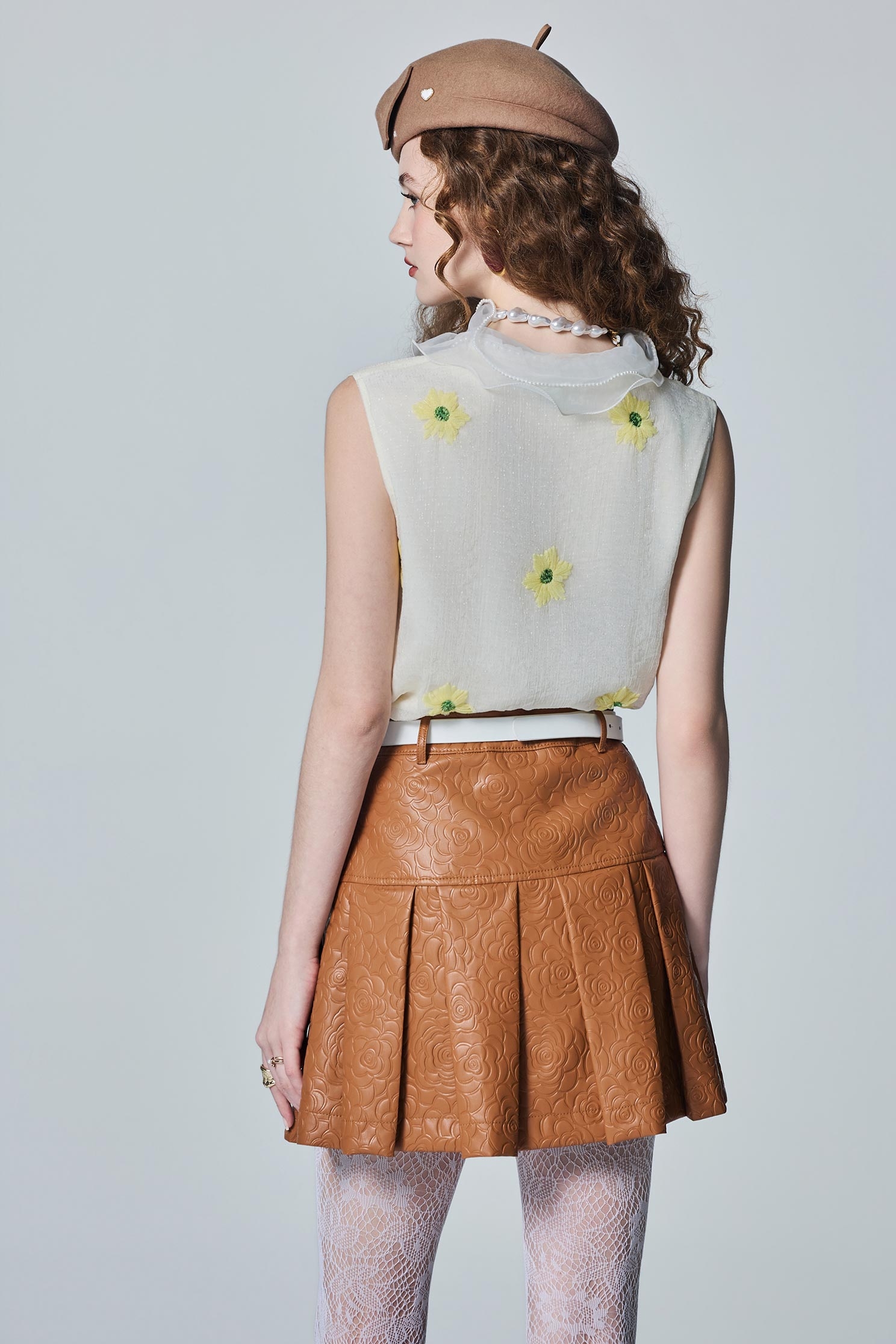 PU Caramel Pleated SkirtPU Caramel Pleated Skirt,Leather,Mini skirts,Season (AW) Look