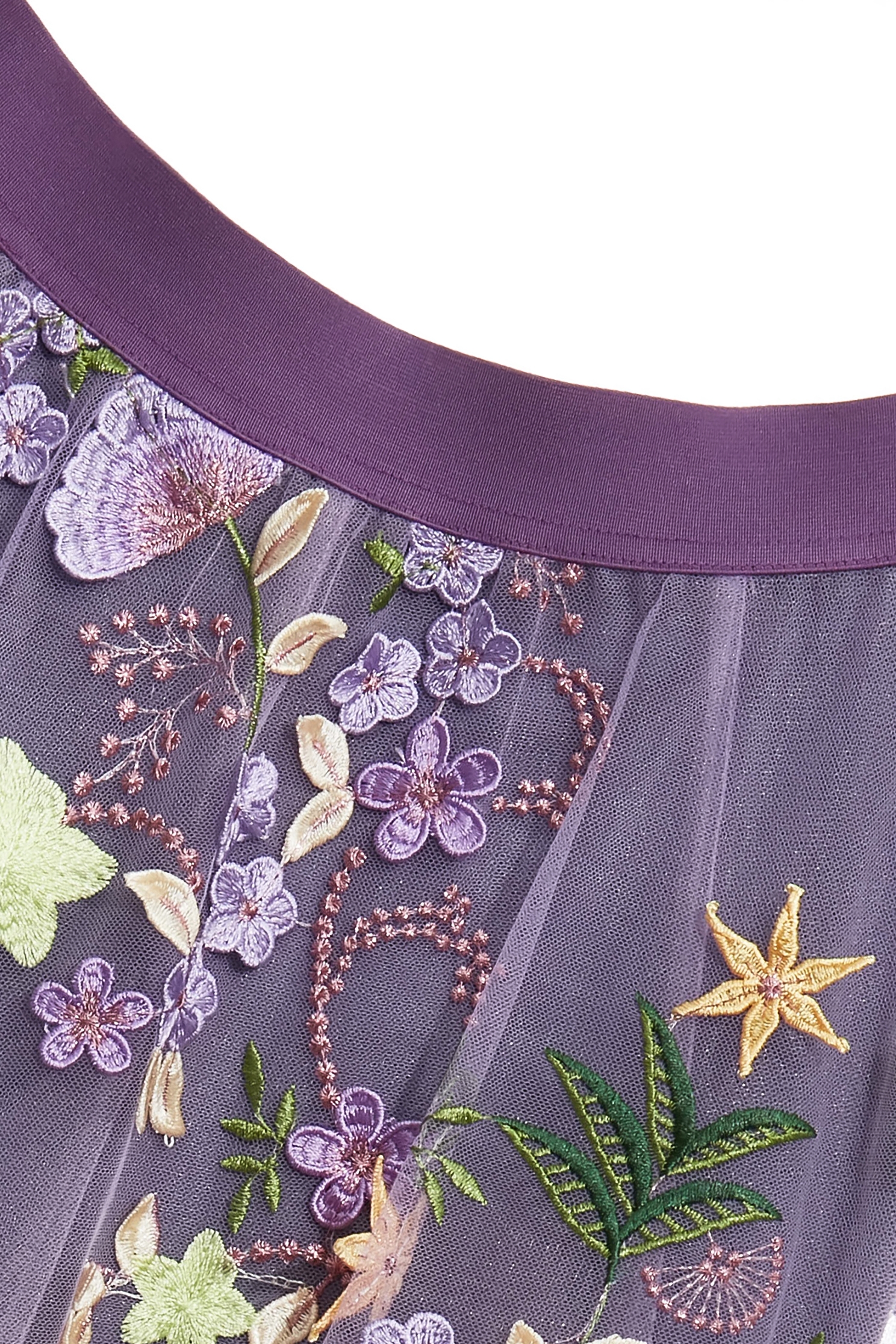 3-D Embroidery Floral Detail Purple Skirt3-D Embroidery Floral Detail Purple Skirt,Embroidered,Season (AW) Look,Valentine,Tutu skirts,blossoms,Midi skirts