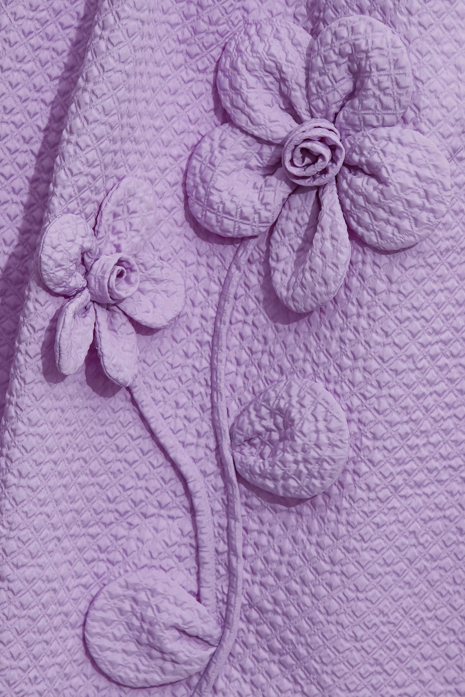 3-D Floral Detail Purple Waffle Skirt3-D Floral Detail Purple Waffle Skirt,Season (AW) Look,Valentine,blossoms,Midi skirts