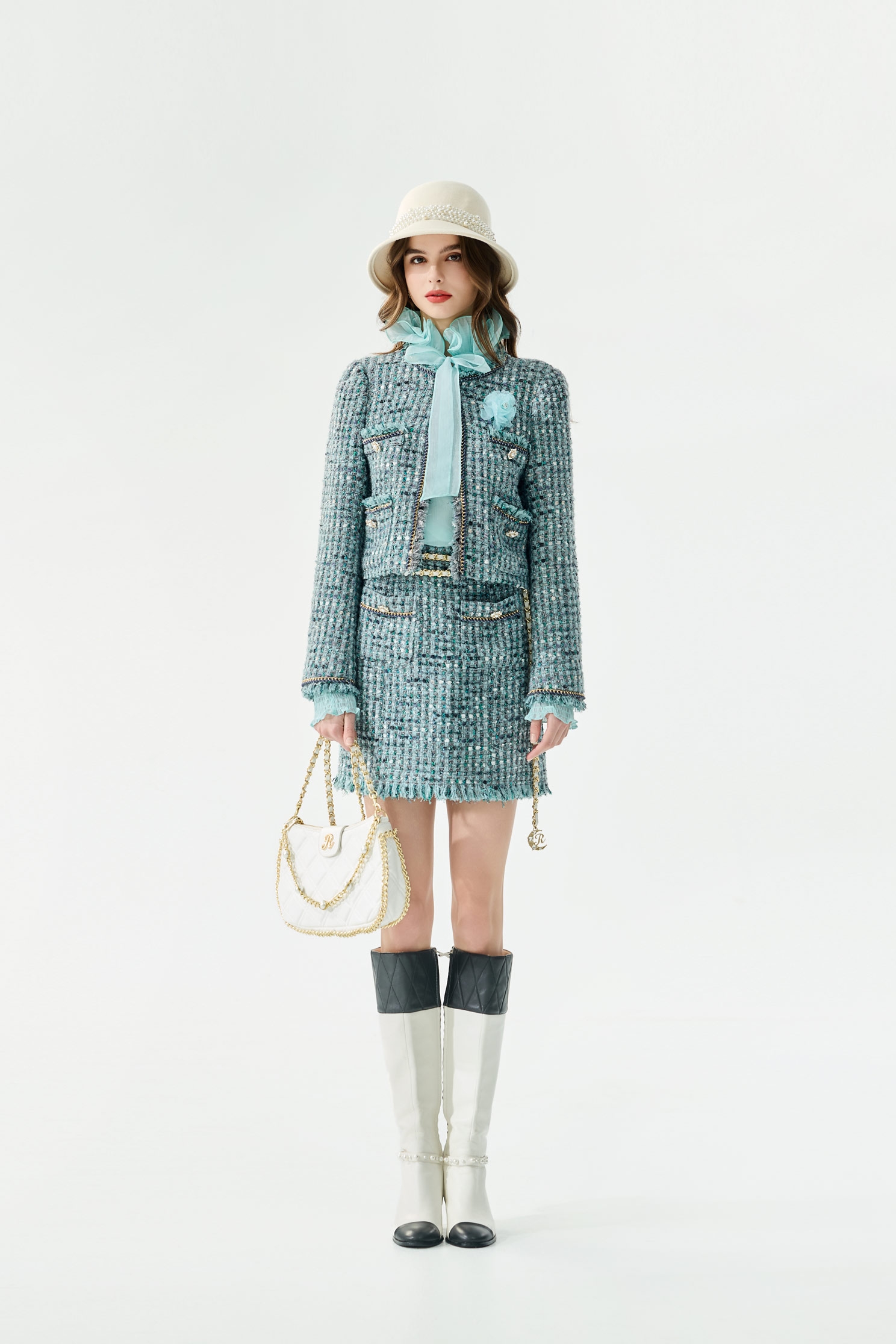 Powder Blue Tweed SkirtPowder Blue Tweed Skirt,Mini skirts,Season (AW) Look