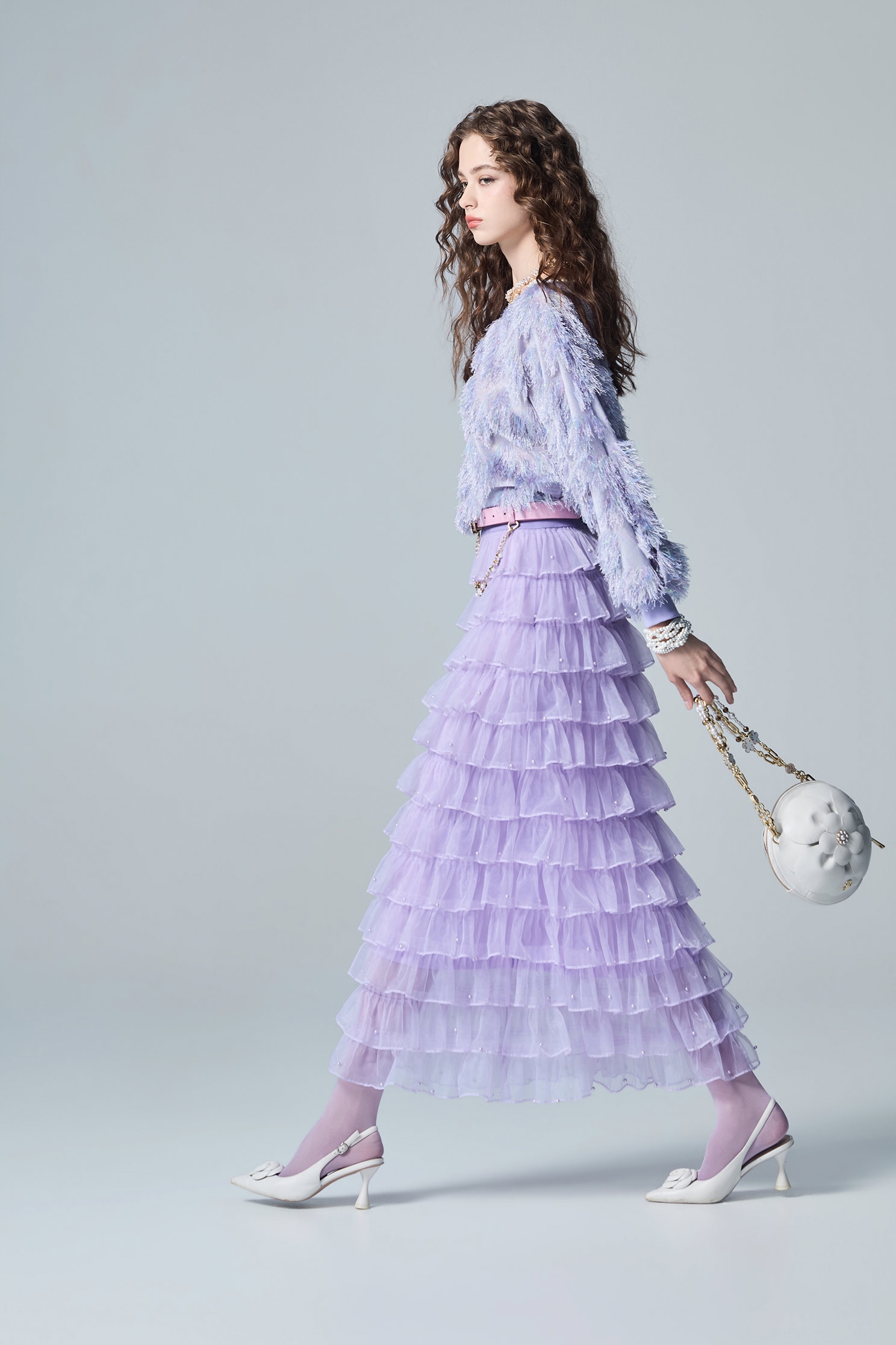 Organza Tiered Maxi SkirtOrganza Tiered Maxi Skirt,pearl,Season (AW) Look,Layered skirts,Lace,Midi skirts,Chiffon