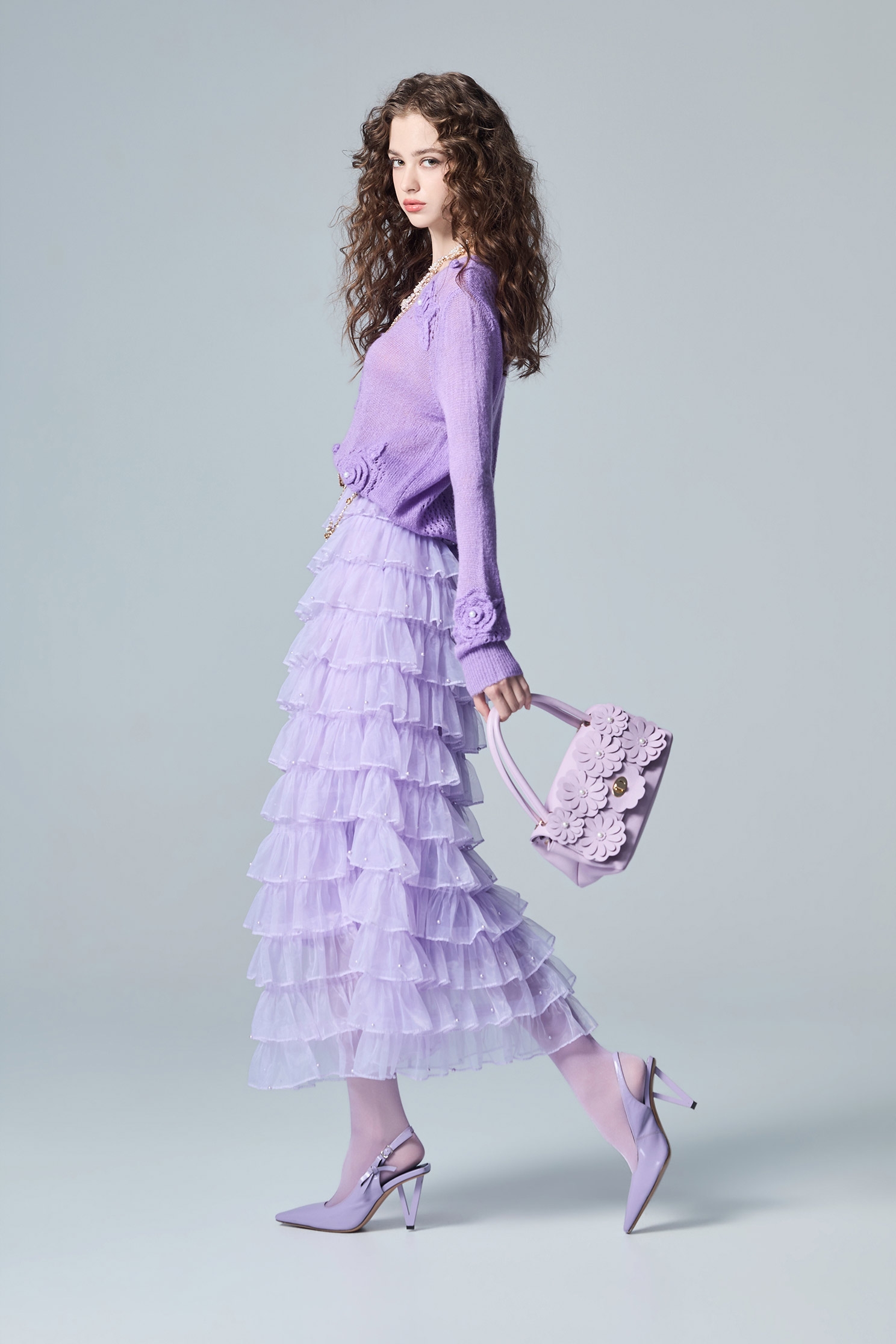 Organza Tiered Maxi SkirtOrganza Tiered Maxi Skirt,pearl,Season (AW) Look,Layered skirts,Lace,Midi skirts,Chiffon