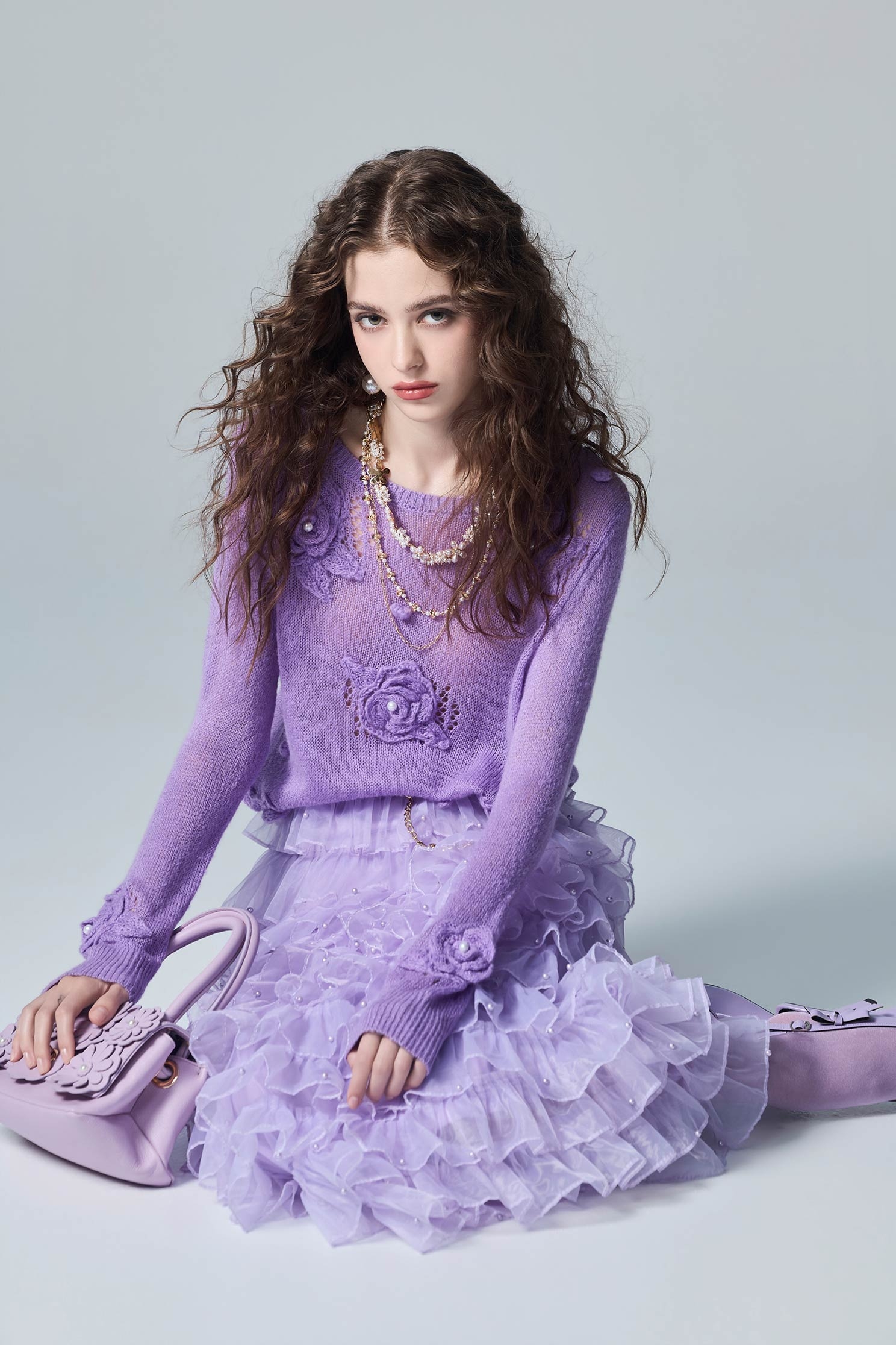 Organza Tiered Maxi SkirtOrganza Tiered Maxi Skirt,pearl,Season (AW) Look,Layered skirts,Lace,Midi skirts,Chiffon