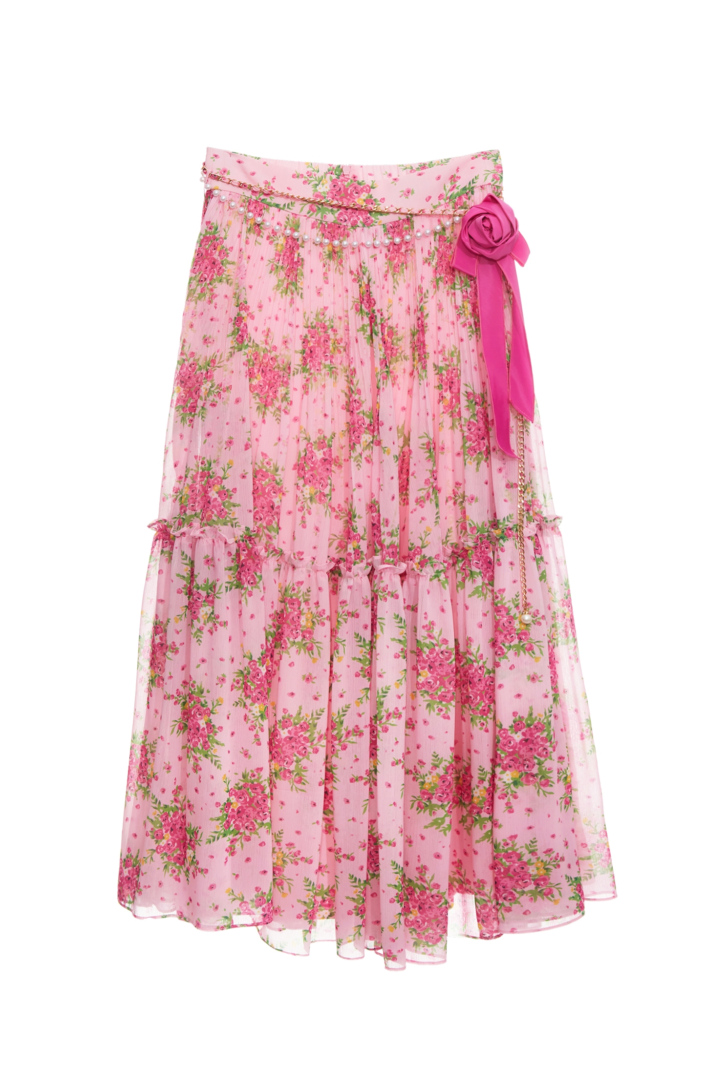 Floral Print Chiffon Tiered SkirtFloral Print Chiffon Tiered Skirt,Tops,Season (SS) Look,Layered skirts,Midi skirts