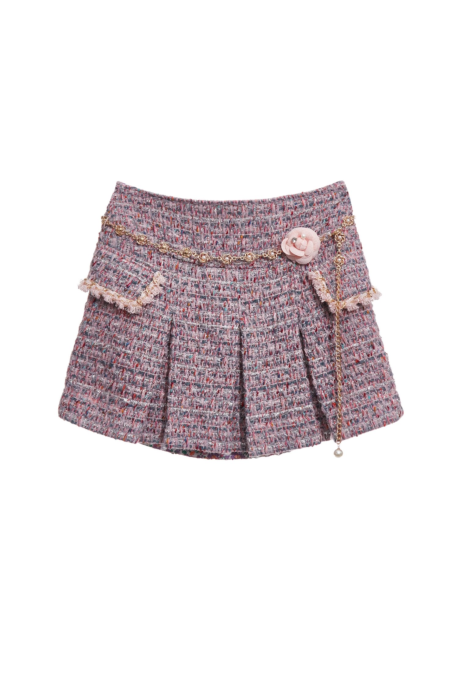 Pleated Tweed Short SkirtPleated Tweed Short Skirt,pearl,Mini skirts,Season (AW) Look