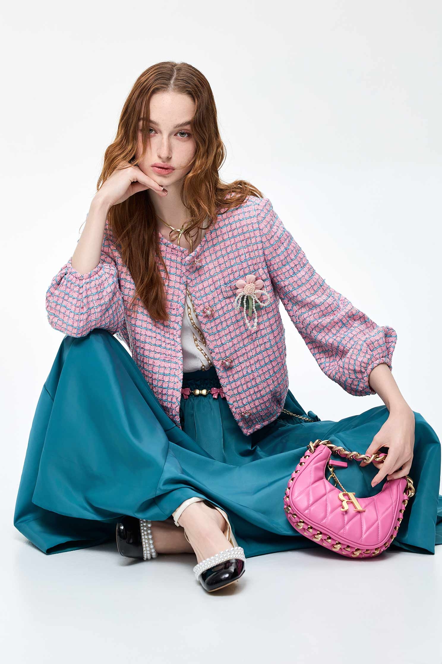 Bow Detail Cyan SkirtBow Detail Cyan Skirt,Season (SS) Look,Midi skirts