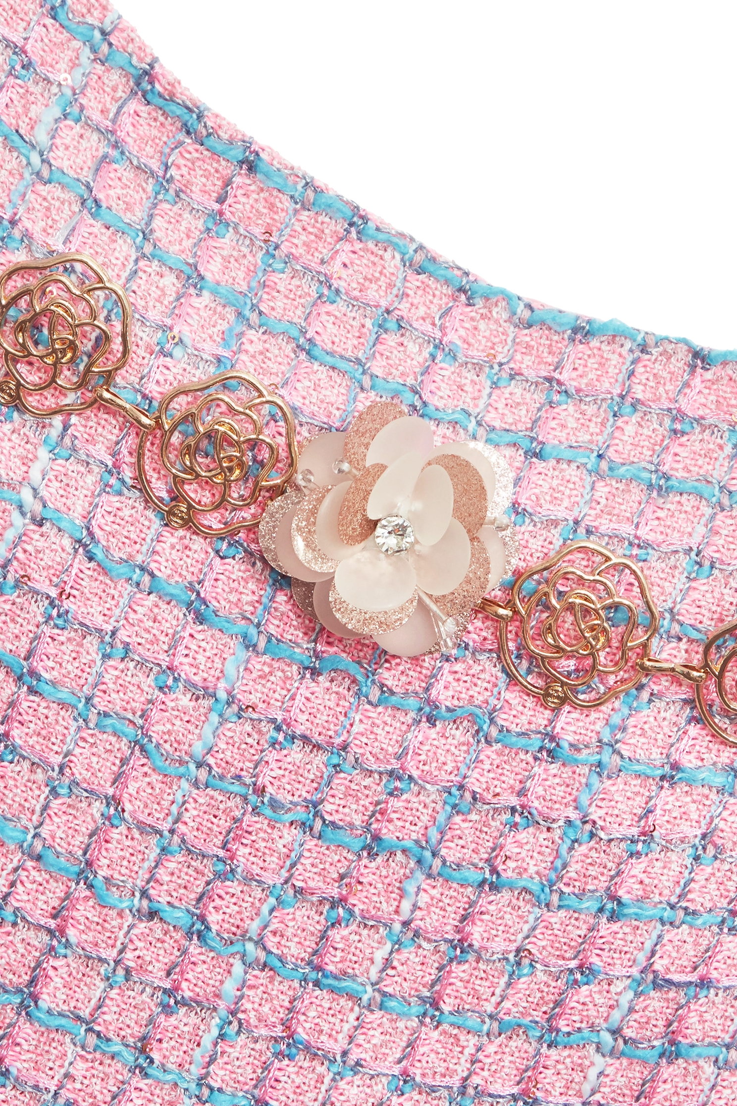 Contrast Blue Plaid Tweed Fishtail Short SkirtContrast Blue Plaid Tweed Fishtail Short Skirt,Season (SS) Look,Mini skirts