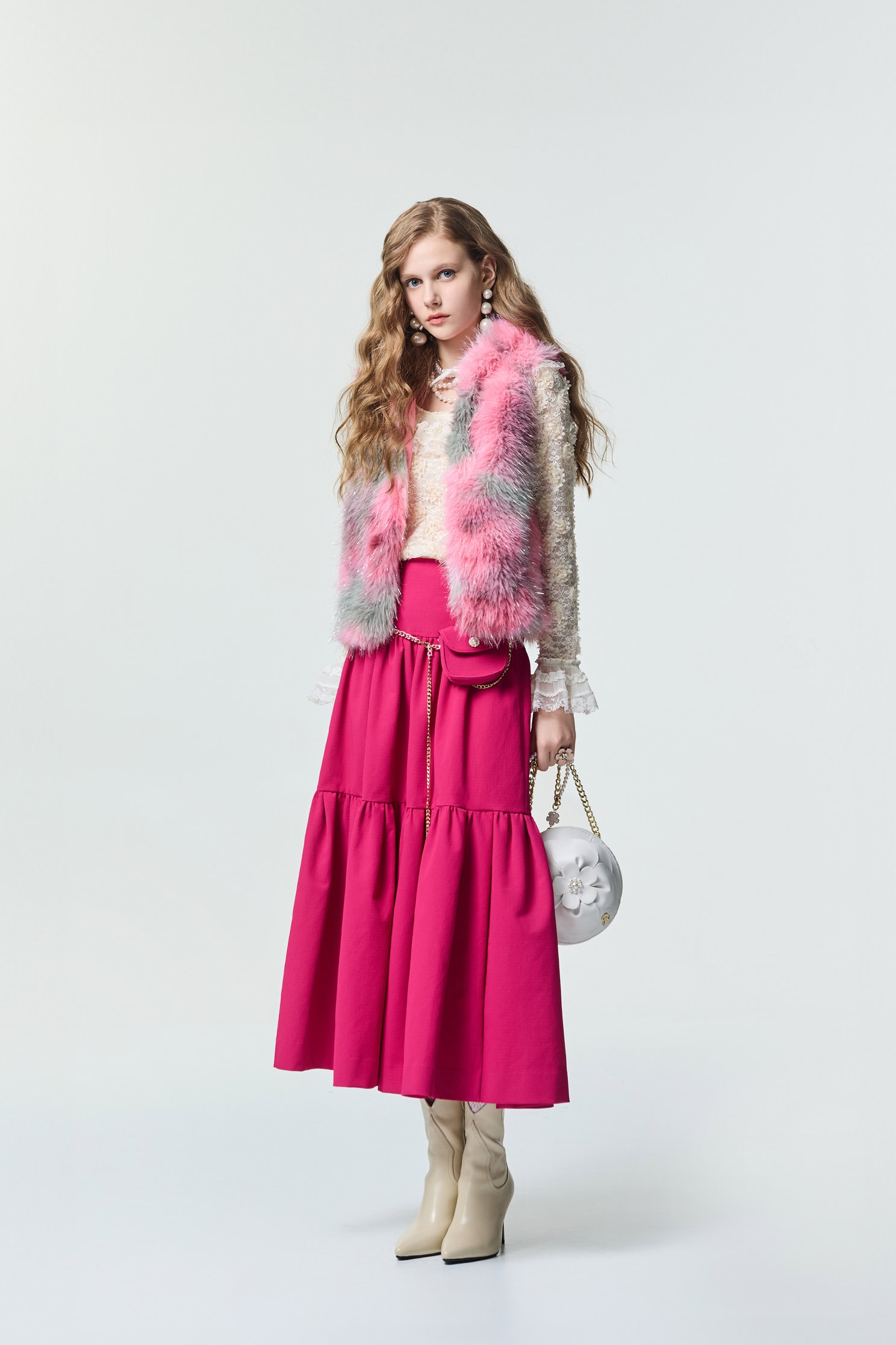 Magenta Pink Maxi Tiered SkirtMagenta Pink Maxi Tiered Skirt,Season (SS) Look,Midi skirts