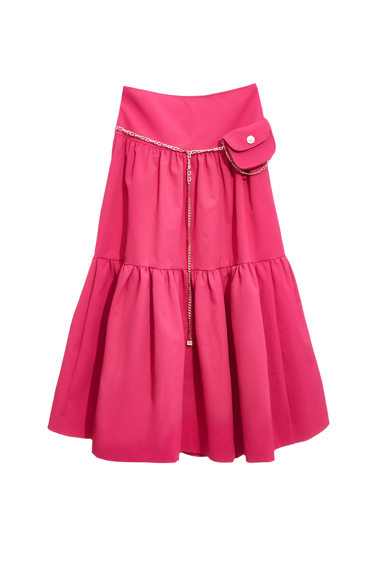 Magenta Pink Maxi Tiered SkirtMagenta Pink Maxi Tiered Skirt,Season (SS) Look,Midi skirts