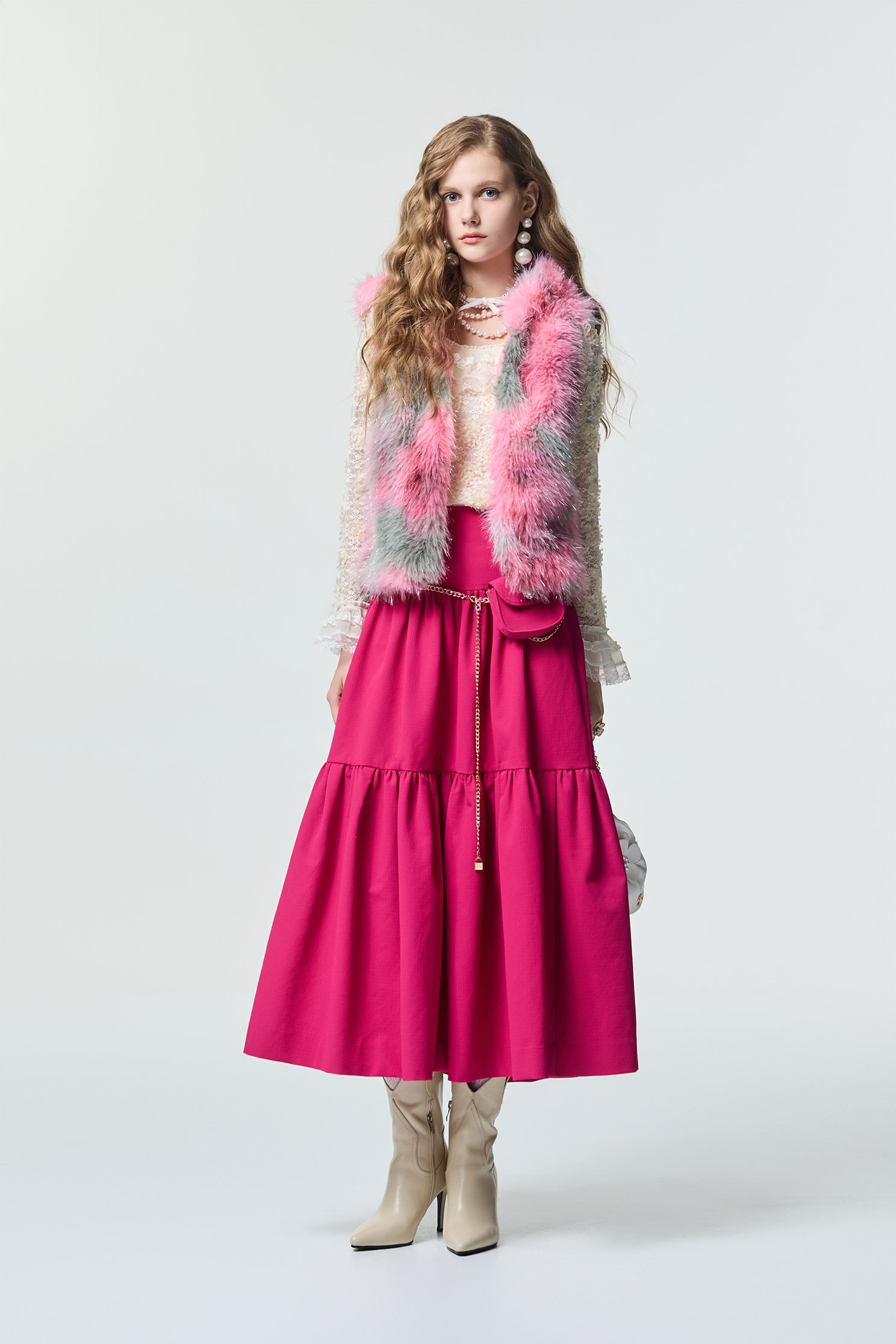 Magenta Pink Maxi Tiered SkirtMagenta Pink Maxi Tiered Skirt,Season (SS) Look,Midi skirts