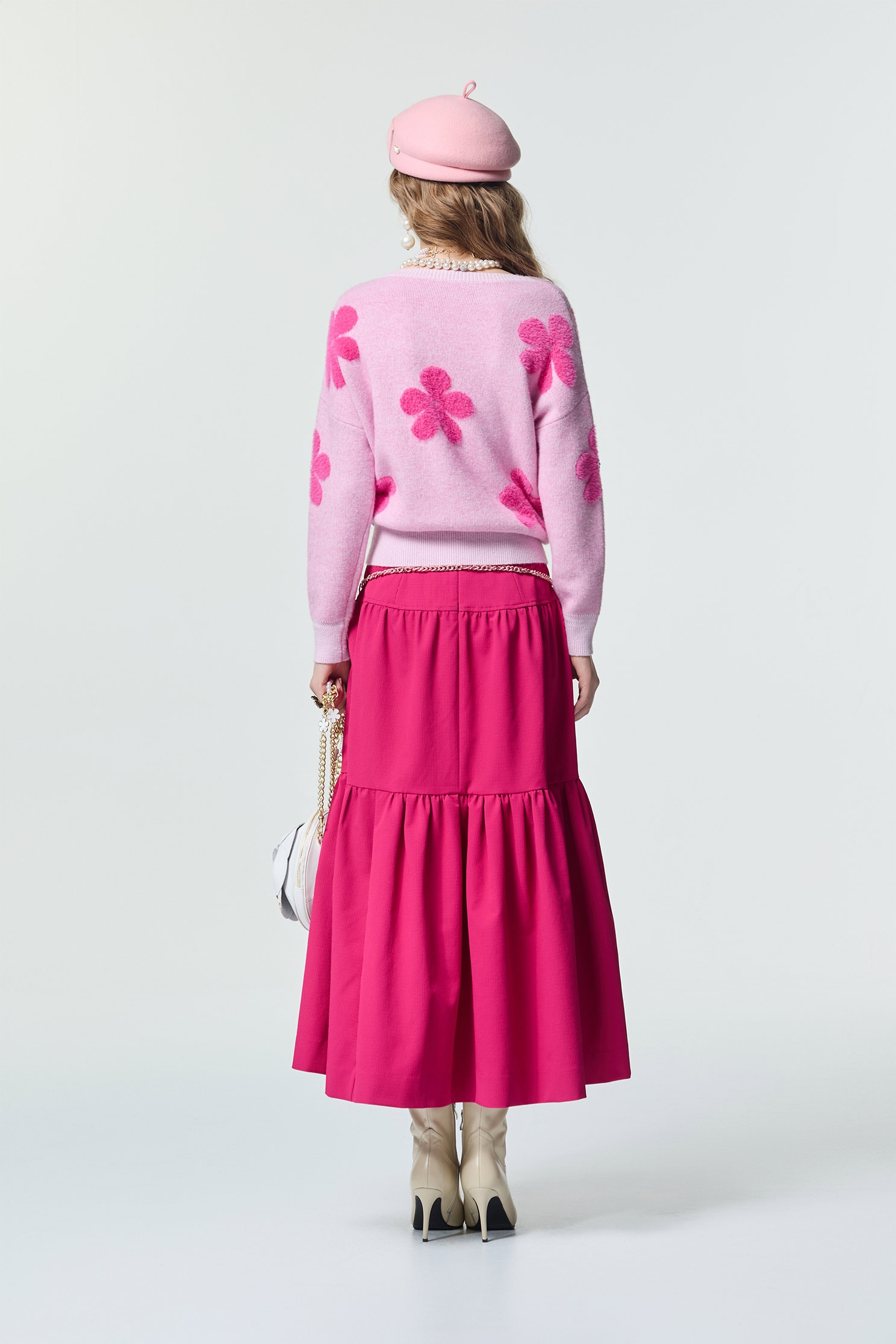 Magenta Pink Maxi Tiered SkirtMagenta Pink Maxi Tiered Skirt,Season (SS) Look,Midi skirts