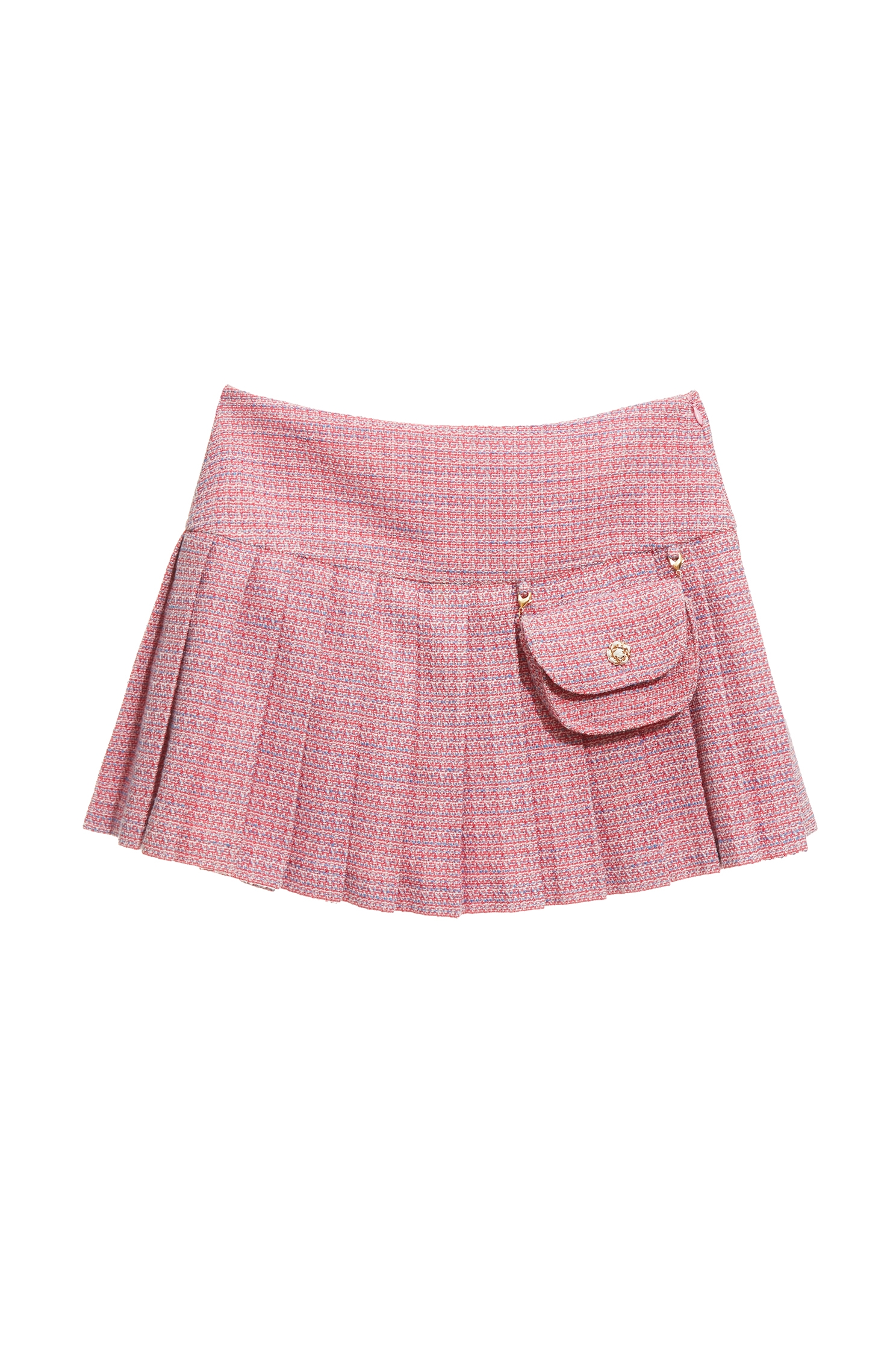 Pleated Tweed Short SkirtPleated Tweed Short Skirt,Season (SS) Look,Mini skirts