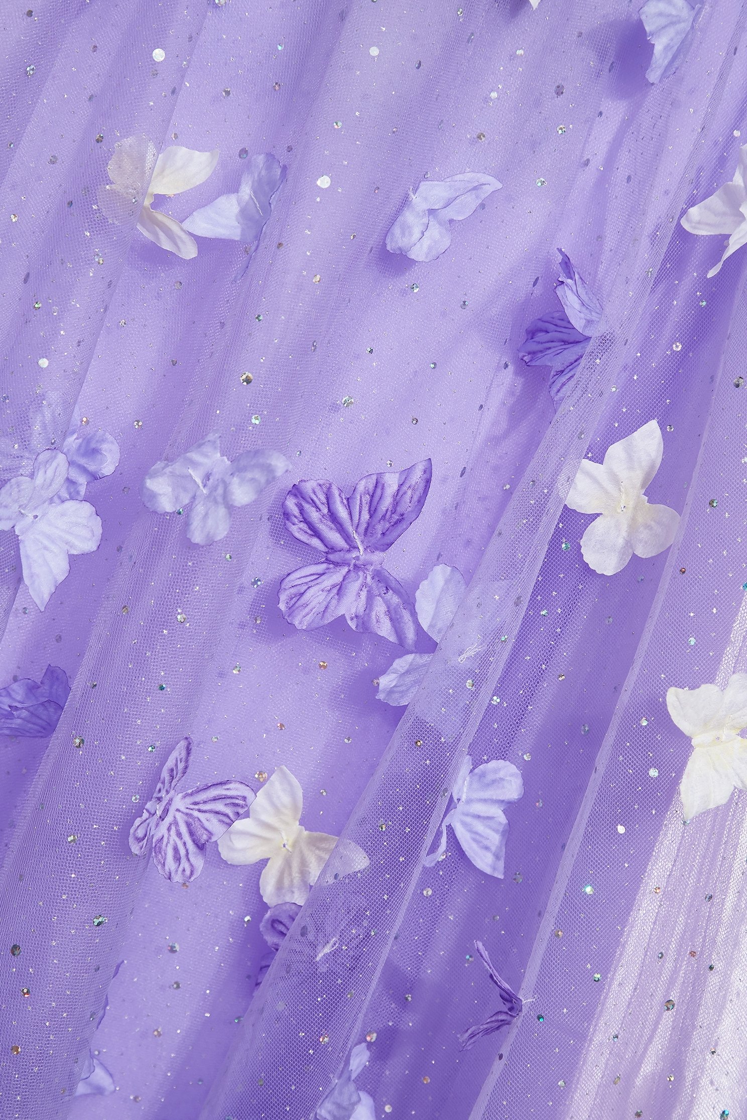 3-D Butterfly Motif Sequin Mesh Skirt3-D Butterfly Motif Sequin Mesh Skirt,Season (SS) Look,Mesh fabric,Midi skirts