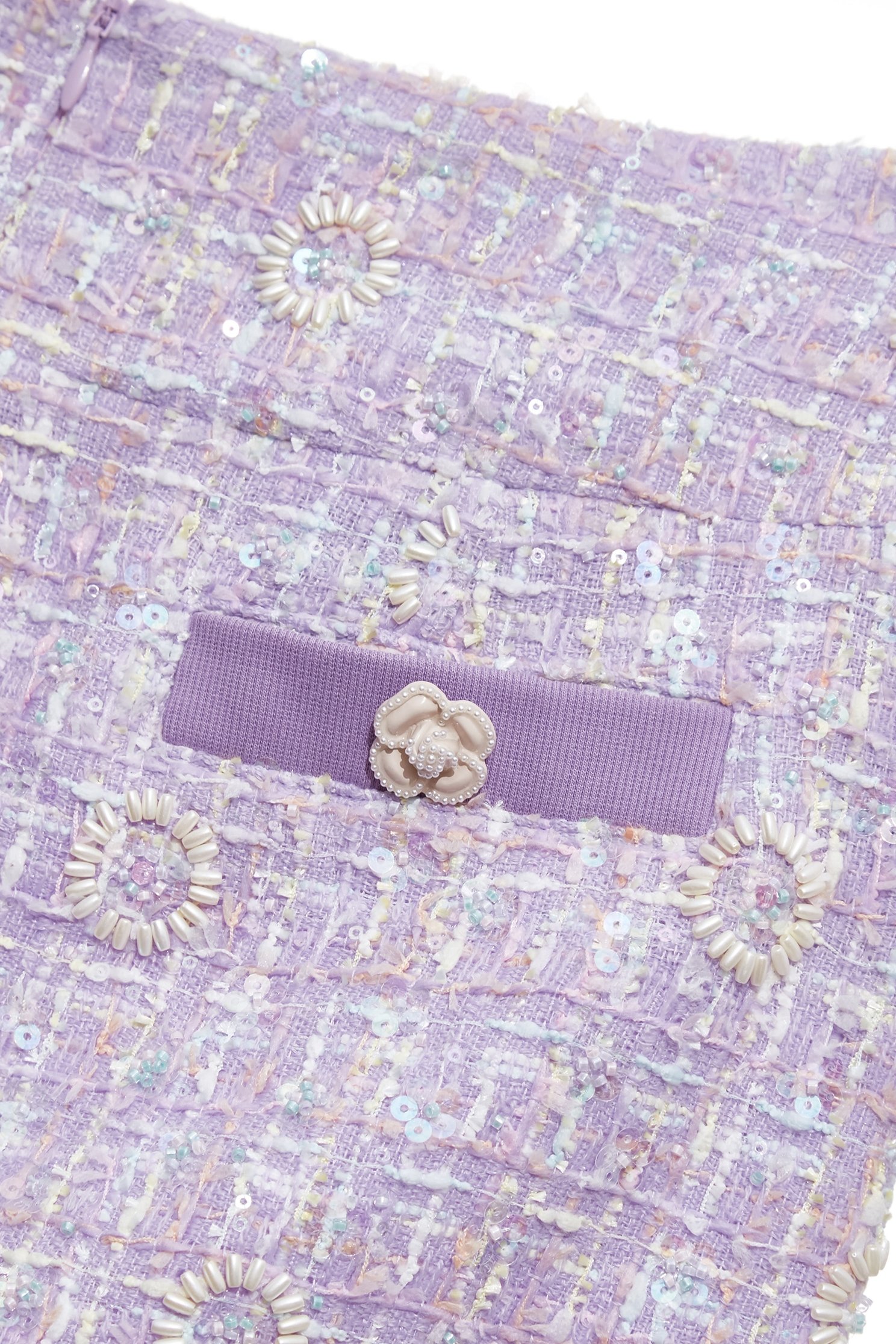 Braided Chain Detail Purple Tweed SkirtBraided Chain Detail Purple Tweed Skirt,Season (SS) Look,pearl,Mini skirts
