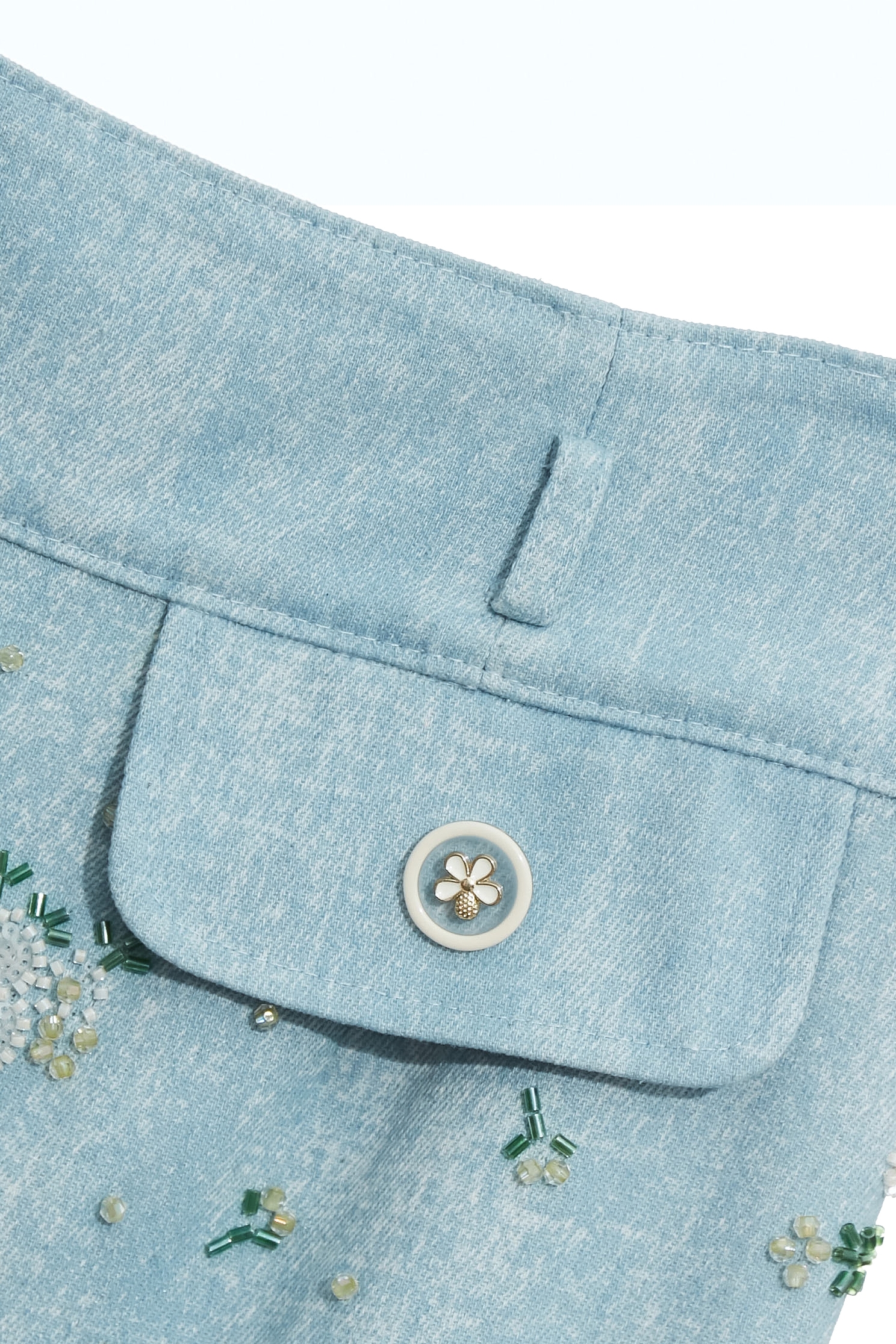 Beaded Floral Detail Wide Leg JeansBeaded Floral Detail Wide Leg Jeans,Bell-bottoms,Season (SS) Look,pants