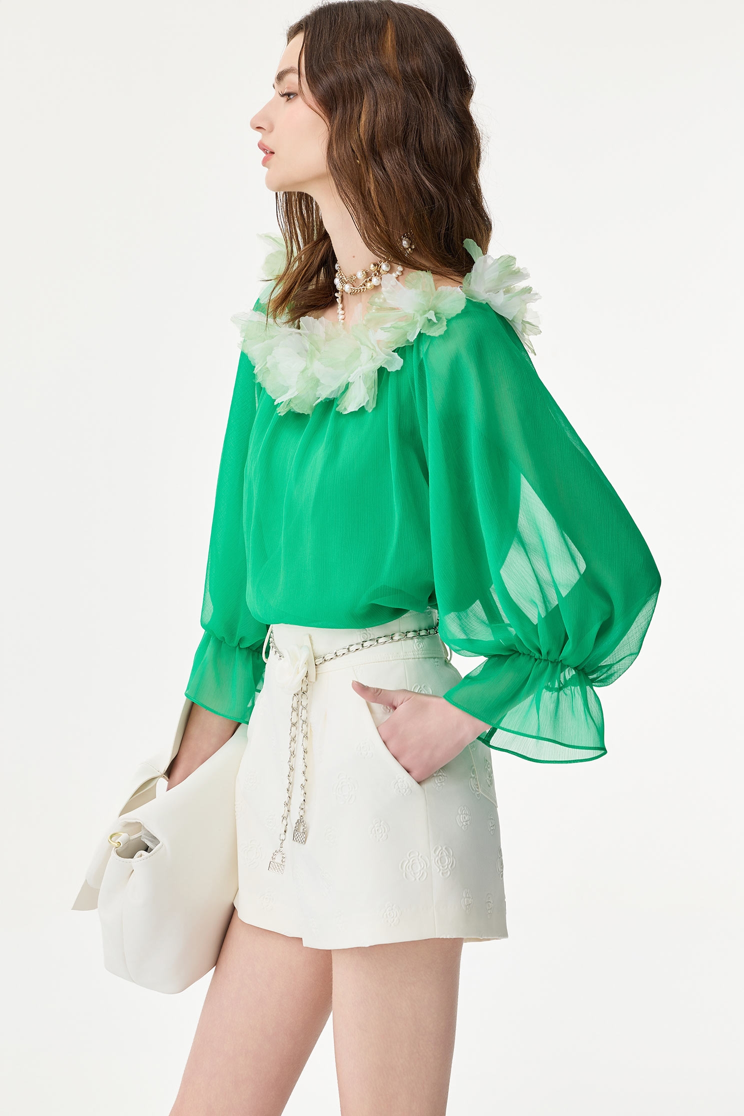 Floral Embossed Print ShortsFloral Embossed Print Shorts,Season (SS) Look,Shorts