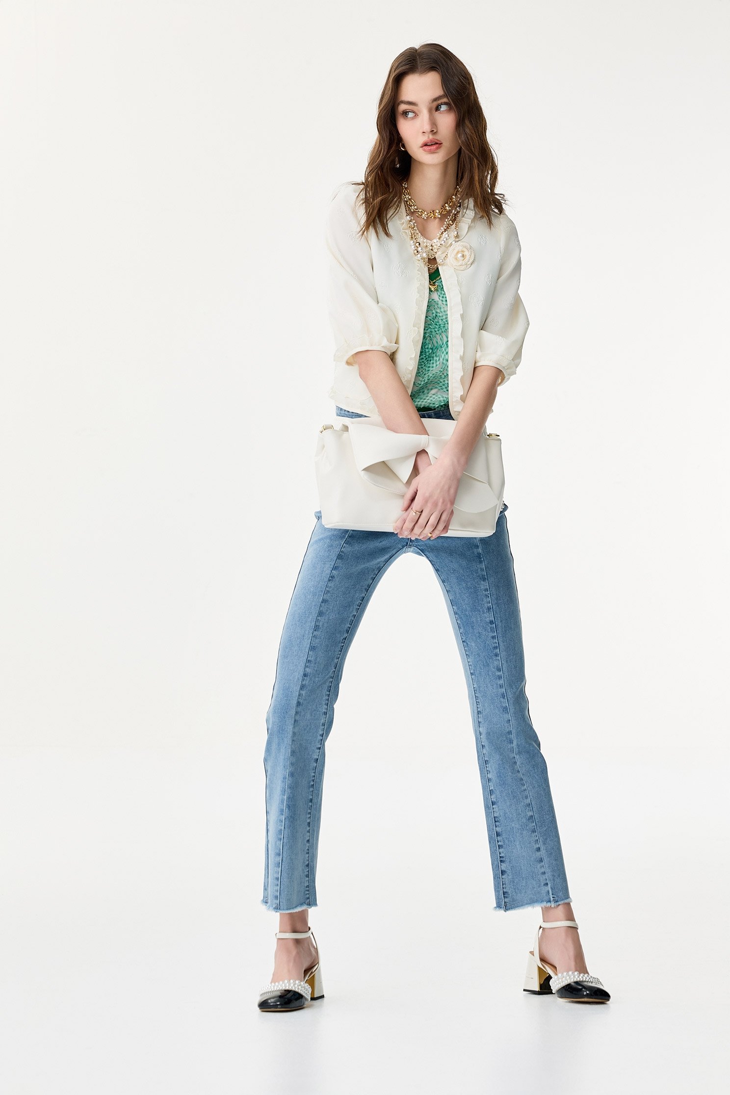 Front Slit Fitted JeansFront Slit Fitted Jeans,Bell-bottoms,Season (SS) Look,Denim,Jeans,Bell-bottoms