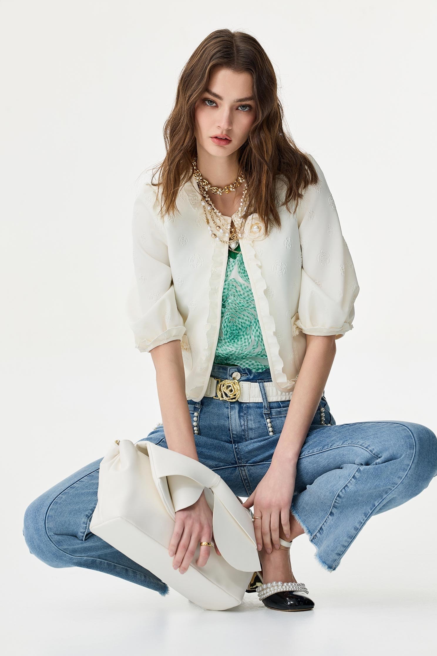 Front Slit Fitted JeansFront Slit Fitted Jeans,Bell-bottoms,Season (SS) Look,Denim,Jeans,Bell-bottoms