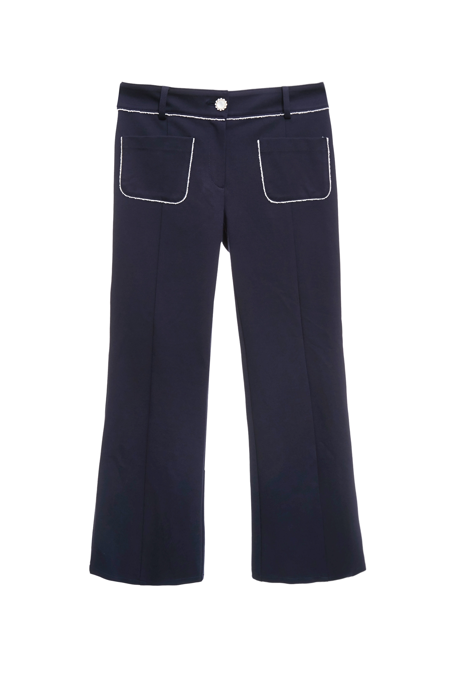 Contrast Trim Detail Patch Pocket PantsContrast Trim Detail Patch Pocket Pants,Bell-bottoms,Season (SS) Look,pearl,pants
