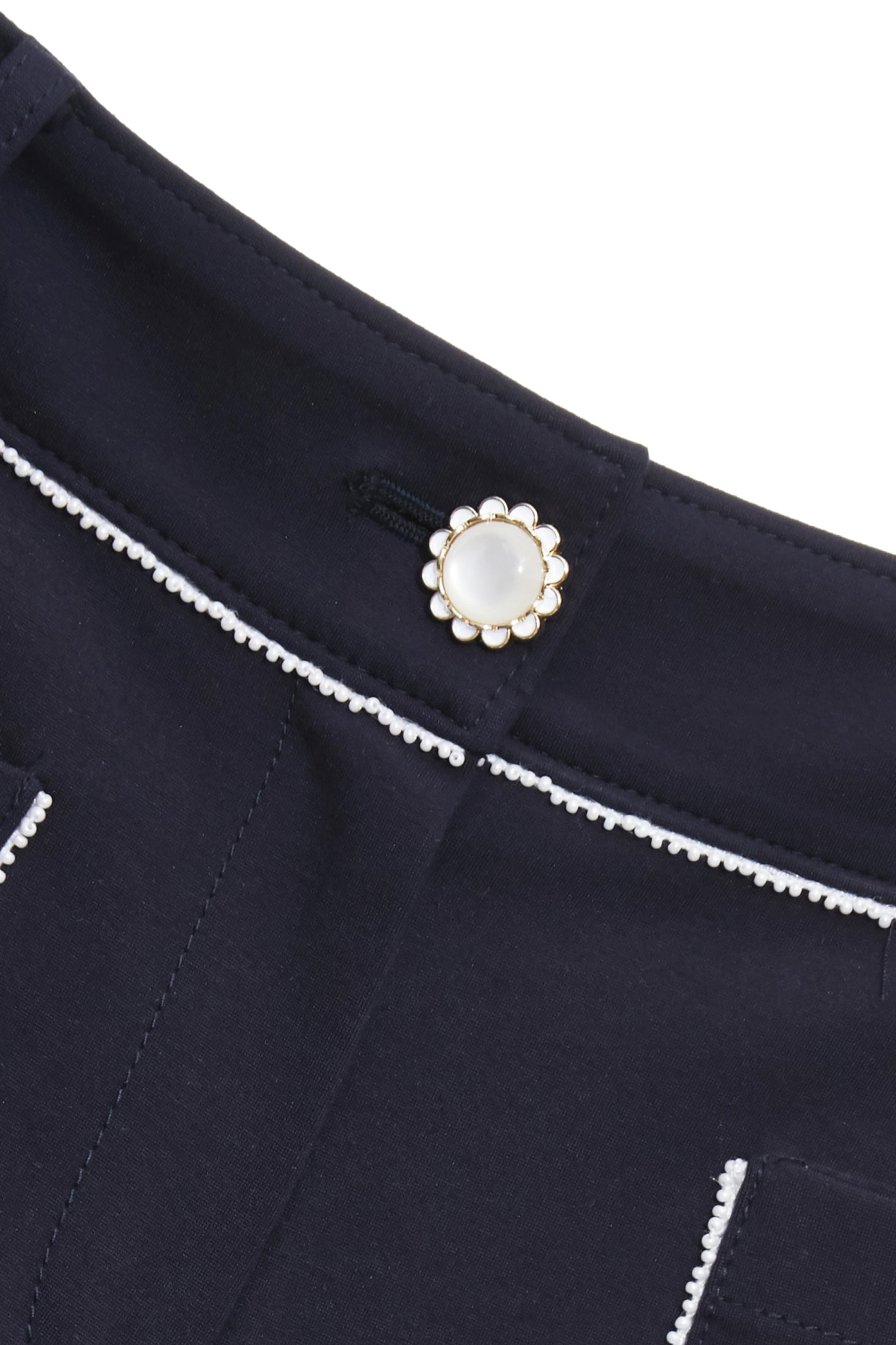 Contrast Trim Detail Patch Pocket PantsContrast Trim Detail Patch Pocket Pants,Bell-bottoms,Season (SS) Look,pearl,pants