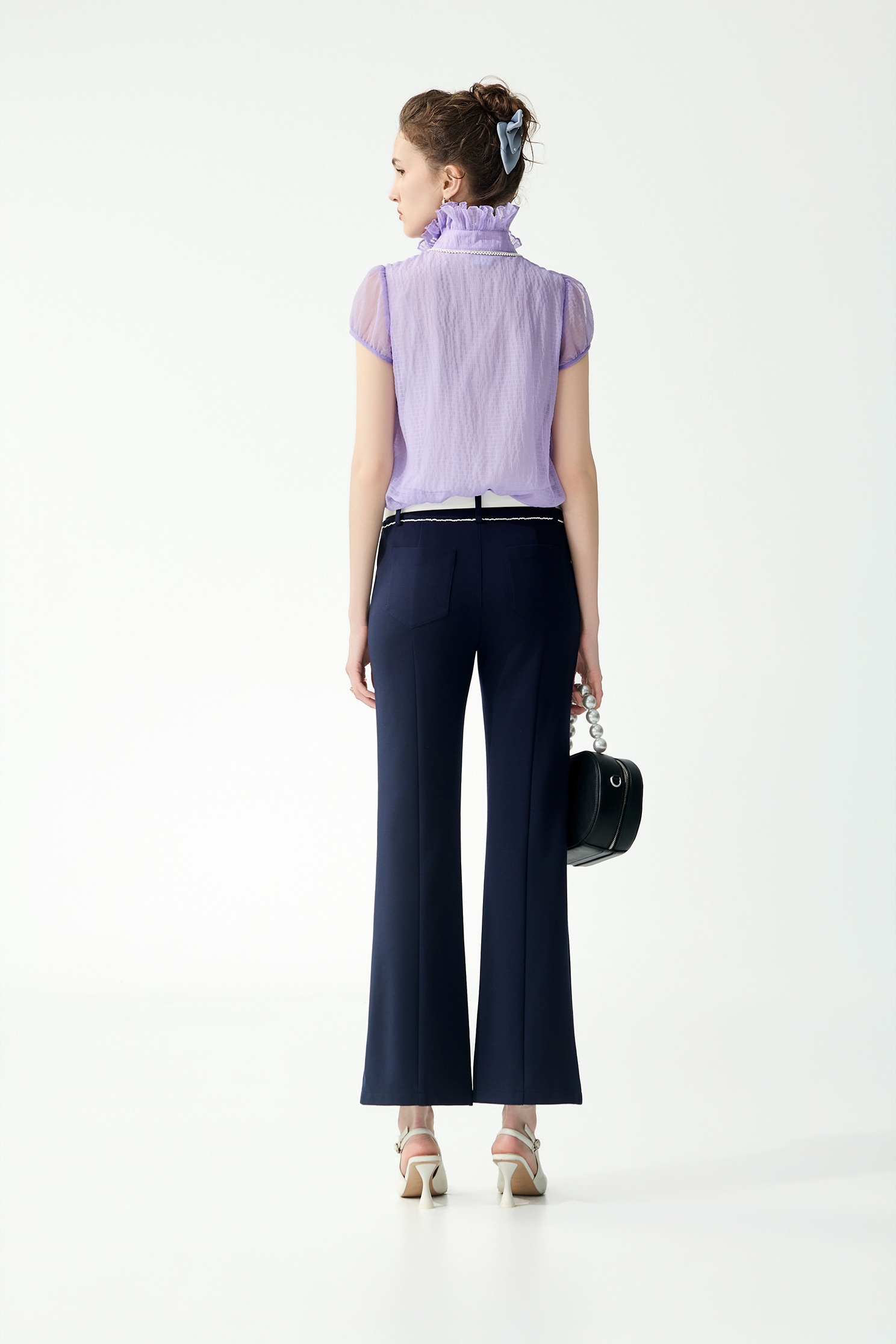 Contrast Trim Detail Patch Pocket PantsContrast Trim Detail Patch Pocket Pants,Bell-bottoms,Season (SS) Look,pearl,pants