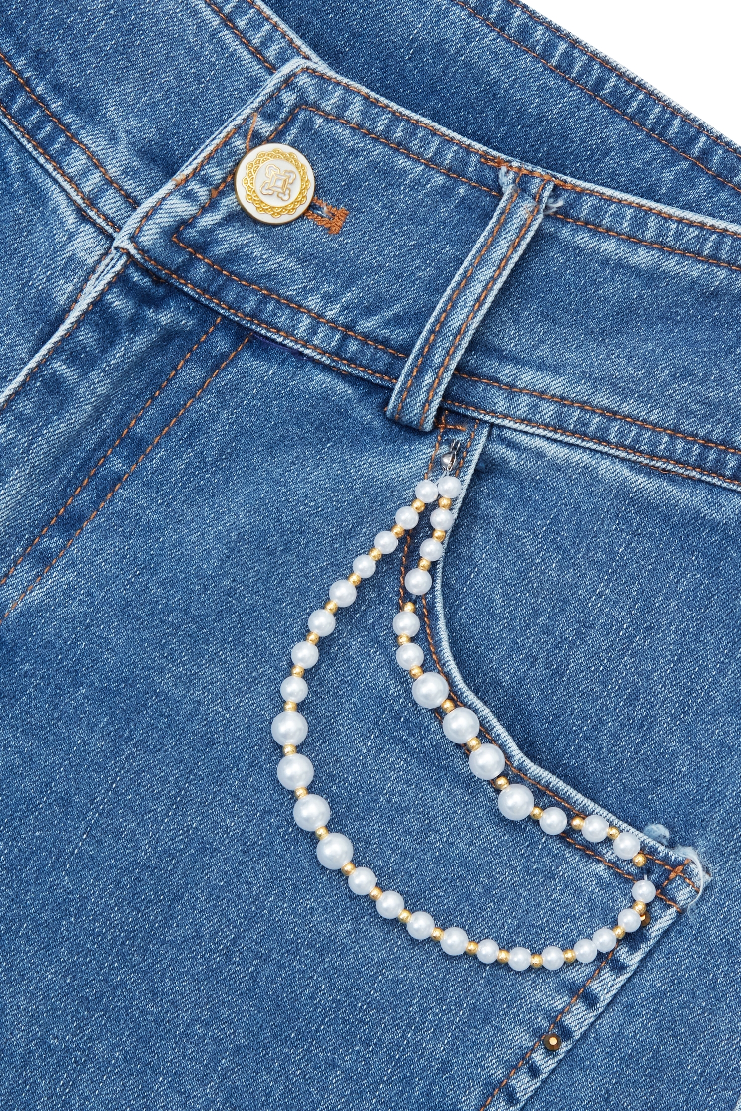 Pearl Detail Wide Leg JeansPearl Detail Wide Leg Jeans,Bell-bottoms,Season (SS) Look,Denim,Jeans,pearl,City Feminine,pants