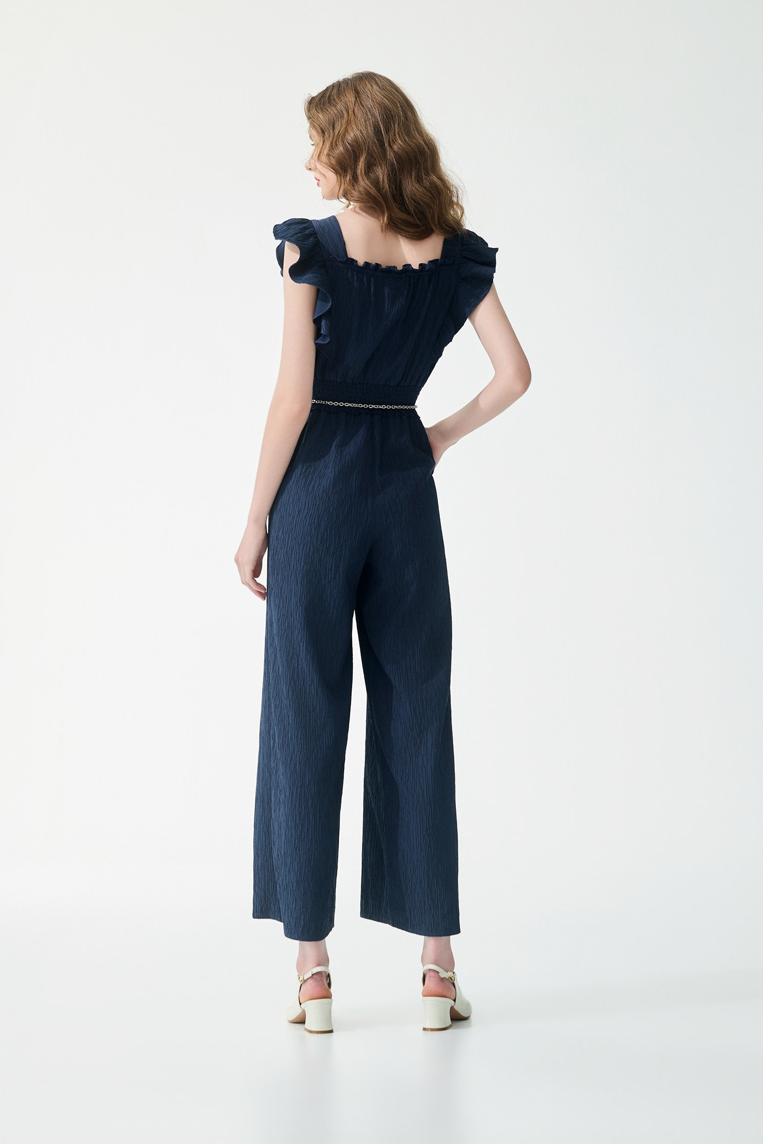 Ruffle Sleeve Navy Jumpsuit,Season (SS) Look,pants,Jumpsuits
