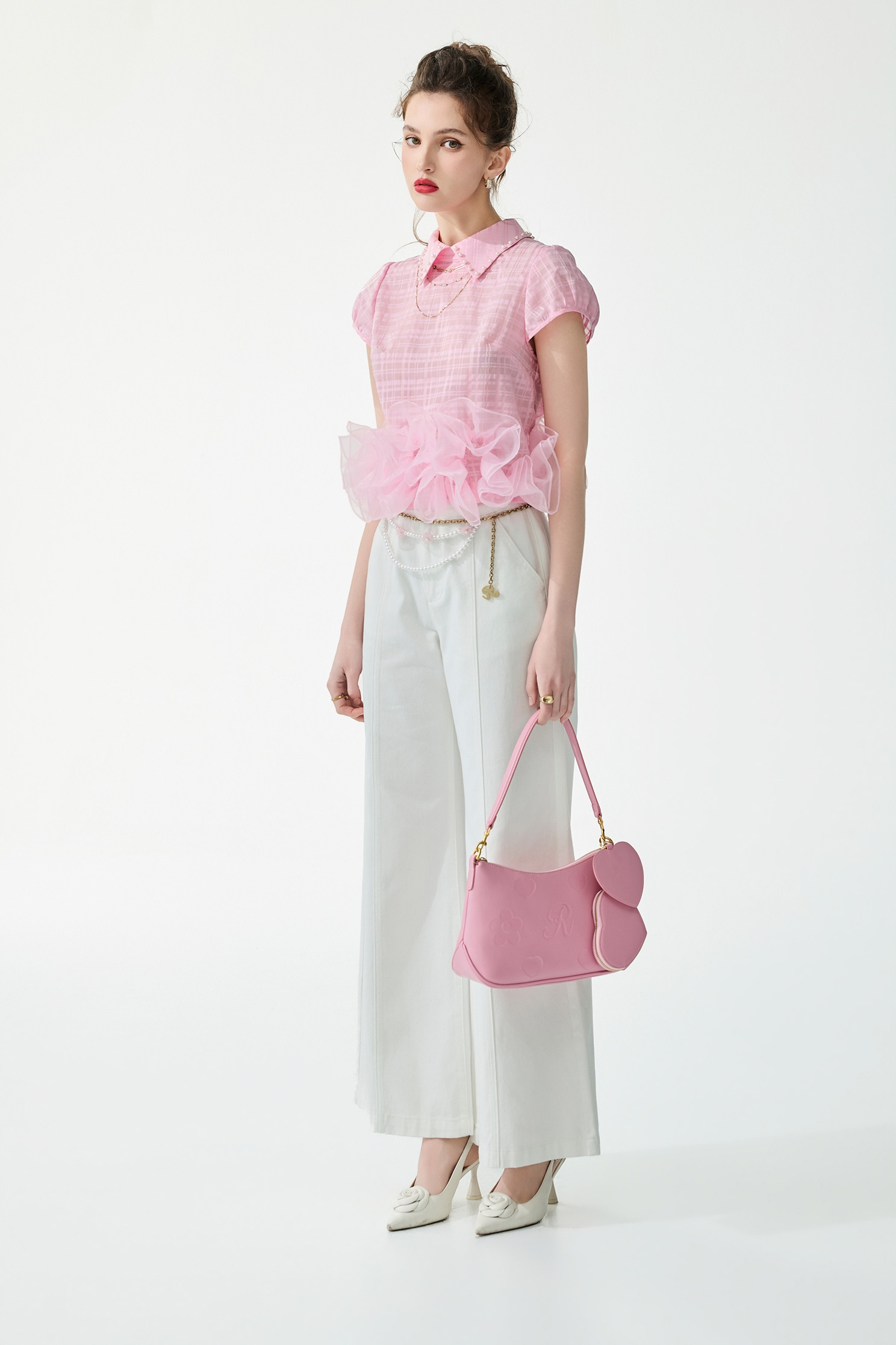 Mini Waist Pouch Waide Leg Jeans,Season (SS) Look,Denim,Jeans,pearl,White pants,pants