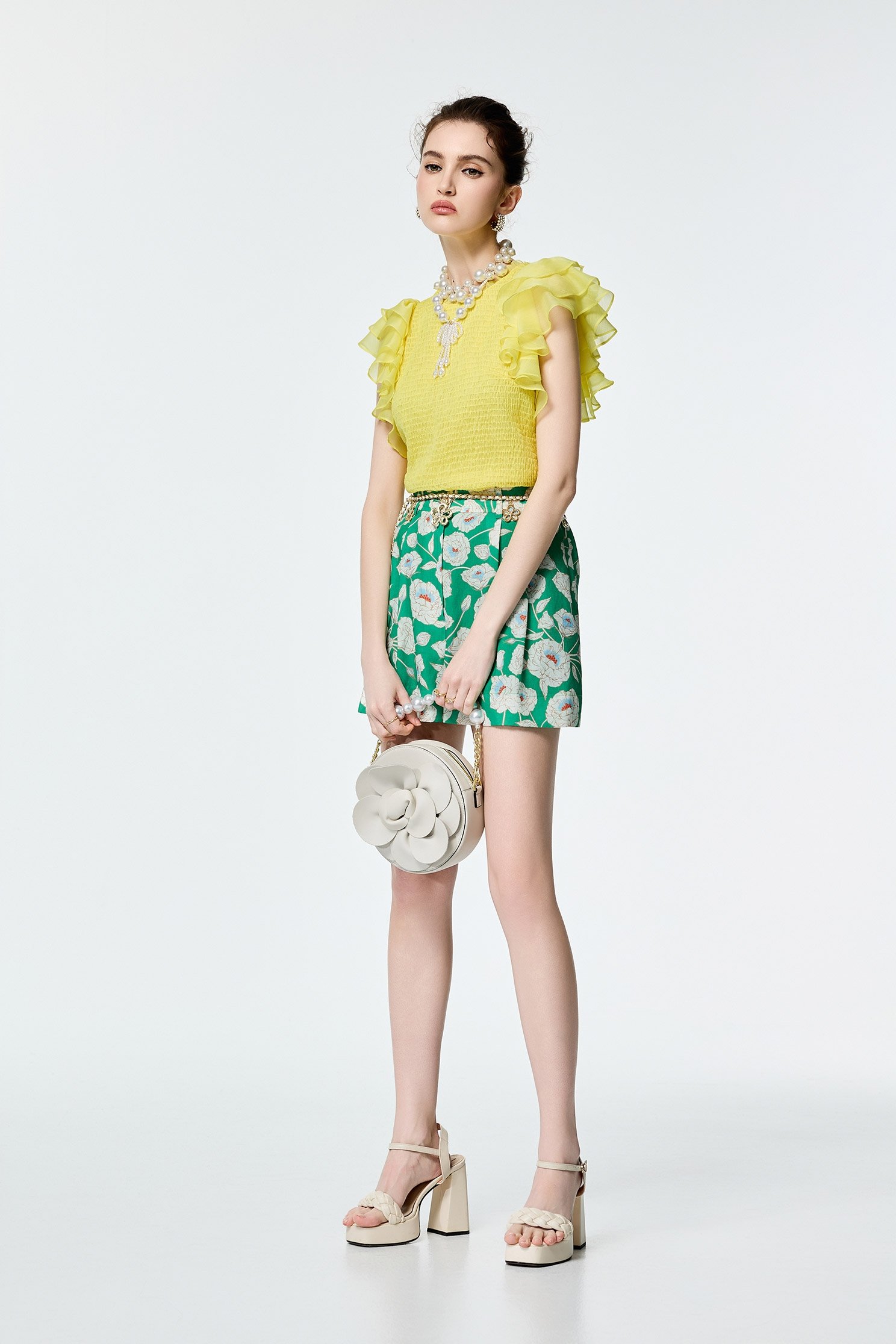 Floral Print Belted Bow ShortsFloral Print Belted Bow Shorts,Season (SS) Look,co-ord sets,pearl,City Feminine,Shorts,Belts,blossoms,Skorts,upperclass