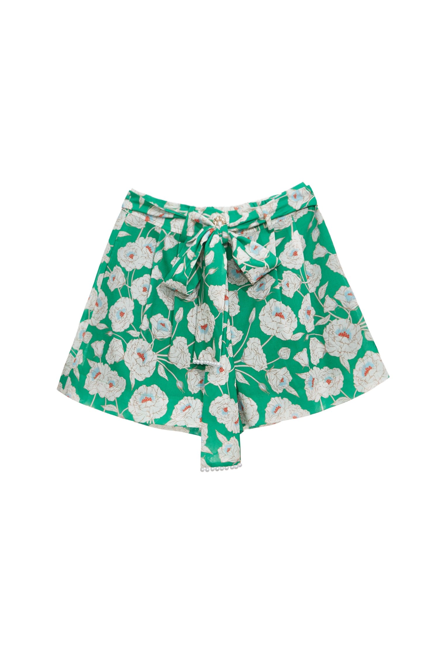 Floral Print Belted Bow ShortsFloral Print Belted Bow Shorts,Season (SS) Look,co-ord sets,pearl,City Feminine,Shorts,Belts,blossoms,Skorts,upperclass