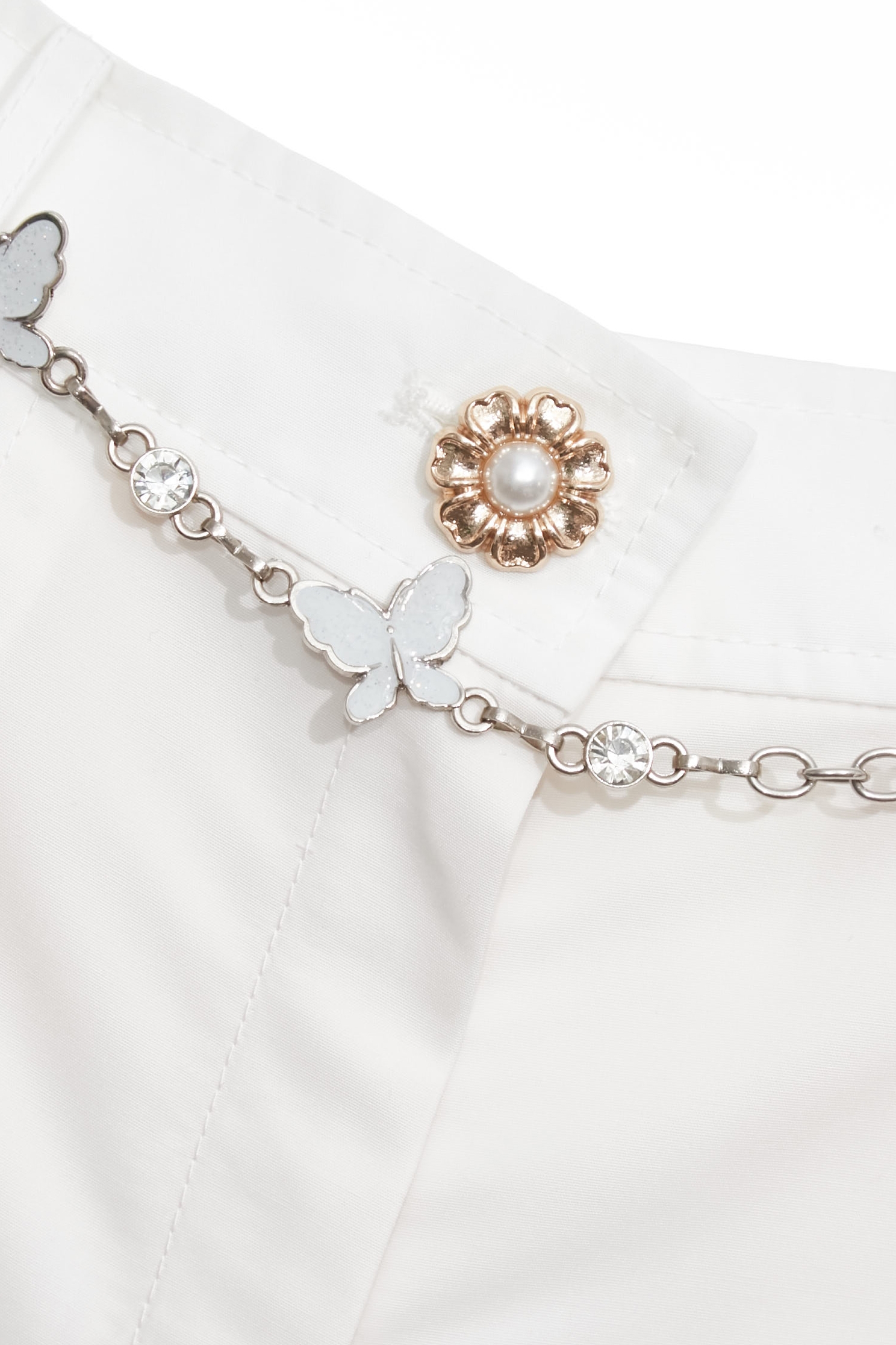 Wide Leg Pants With Butterfly Chain BeltWide Leg Pants With Butterfly Chain Belt,Office Looks,Culottes,Season (SS) Look,City Feminine,Culottes