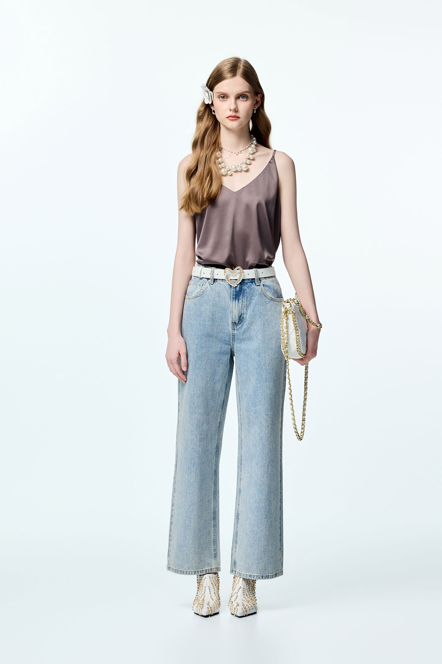 Iron On Sequin Detail Straight Cut JeansIron On Sequin Detail Straight Cut Jeans,Office Looks,Culottes,Denim,Jeans,Season (AW) Look,Valentine,Wide-leg jeans,upperclass