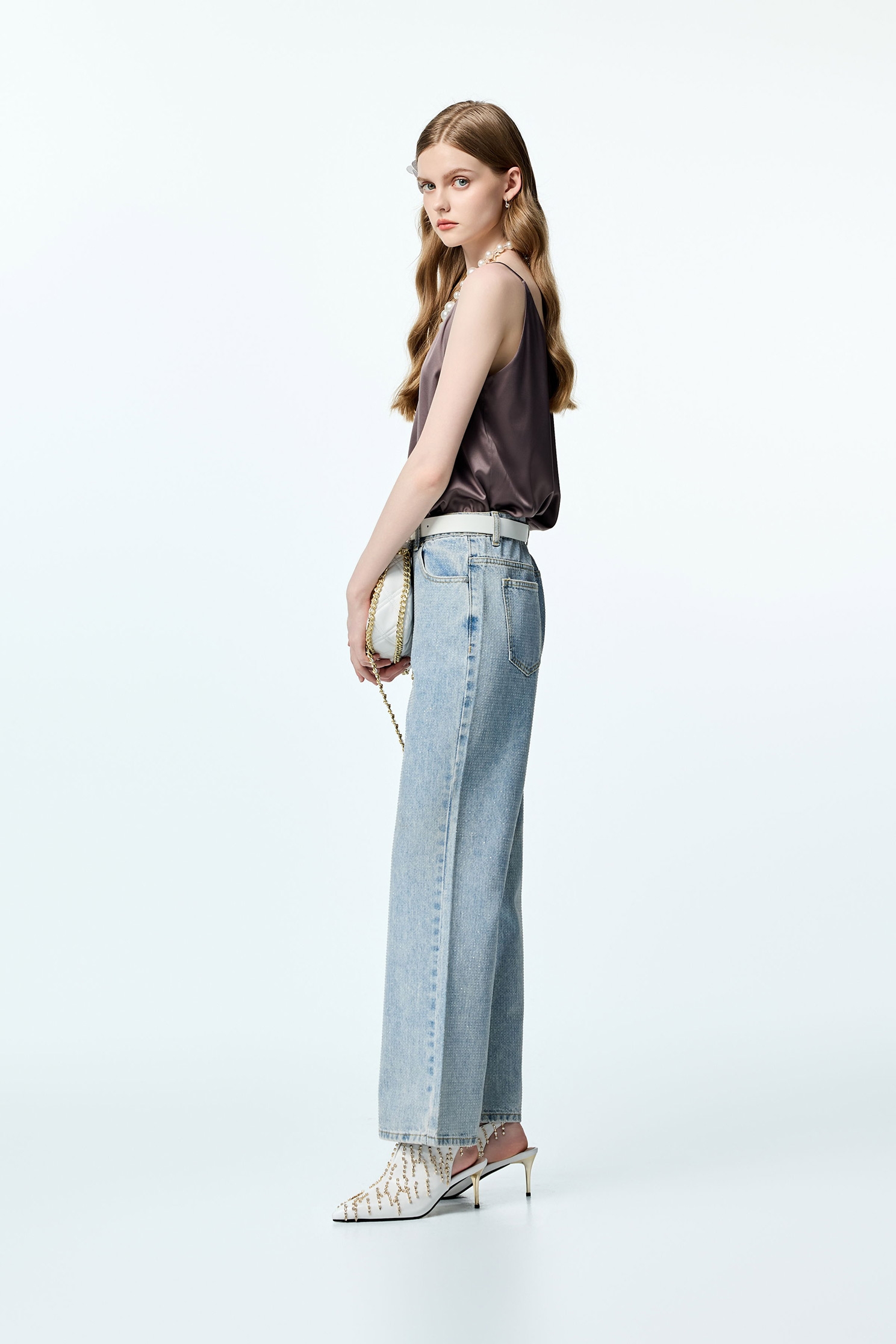 Iron On Sequin Detail Straight Cut JeansIron On Sequin Detail Straight Cut Jeans,Office Looks,Culottes,Denim,Jeans,Season (AW) Look,Valentine,Wide-leg jeans,upperclass