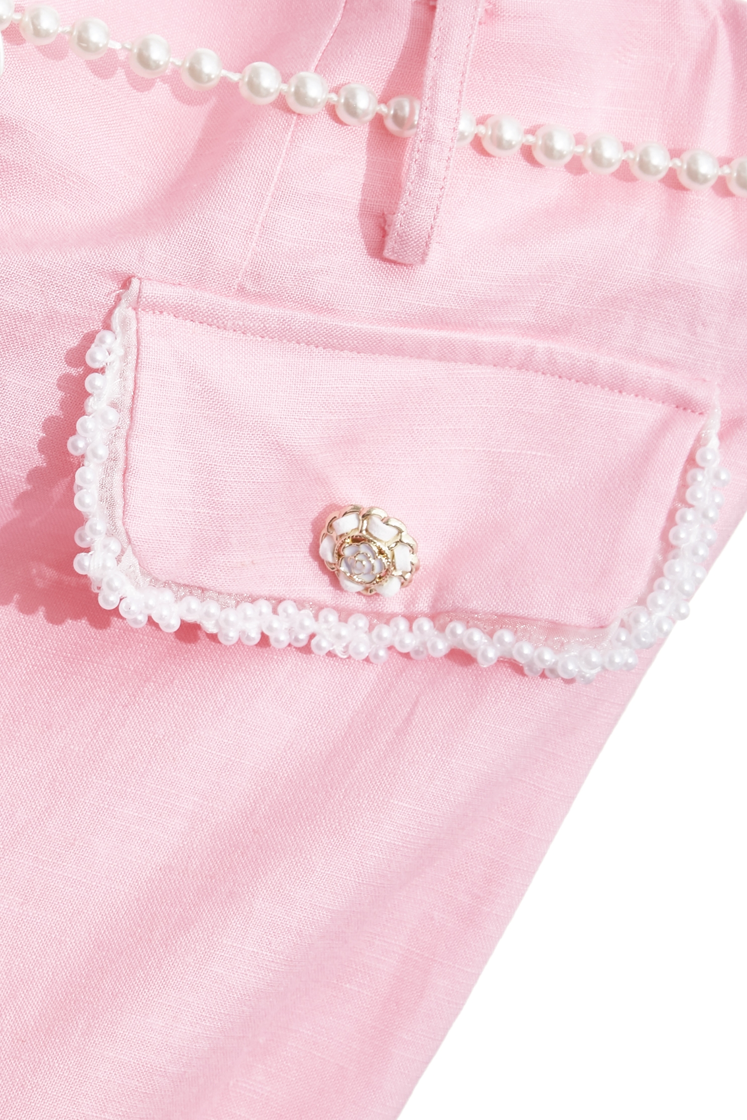 Braided Waist Belt Wide Leg PantsBraided Waist Belt Wide Leg Pants,Culottes,Season (SS) Look,pearl,pants