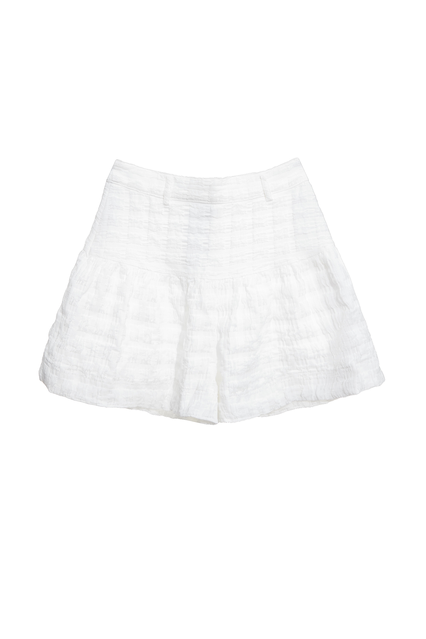 White Textured A-line ShortsWhite Textured A-line Shorts,Season (SS) Look,Plaid,White pants,Shorts,pants