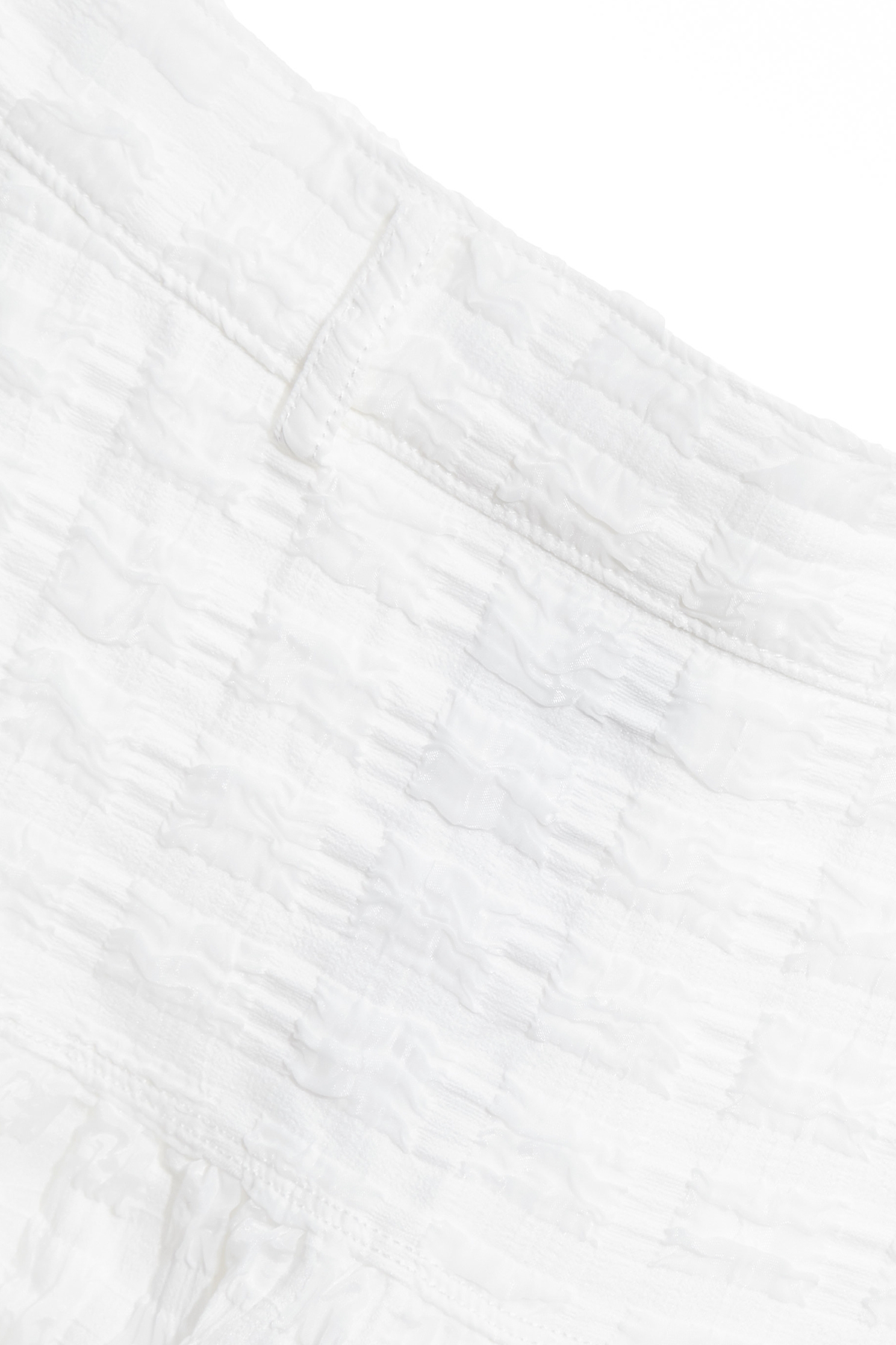 White Textured A-line ShortsWhite Textured A-line Shorts,Season (SS) Look,Plaid,White pants,Shorts,pants