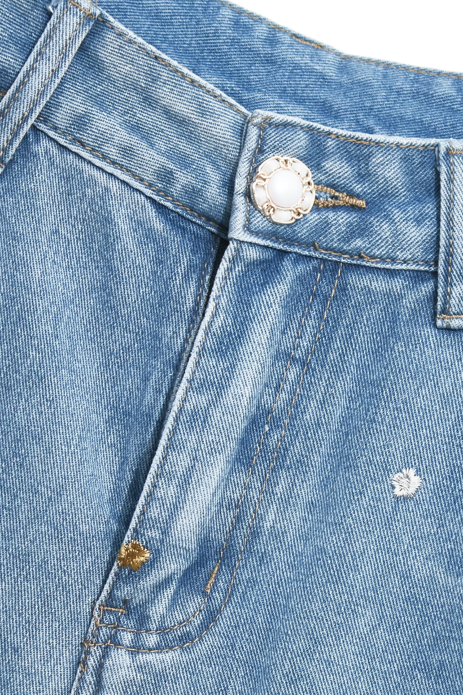 Multi Colour Floral Embroidery Wide Leg JeansMulti Colour Floral Embroidery Wide Leg Jeans,Embroidered,Season (SS) Look,Denim,Jeans,pearl,pants