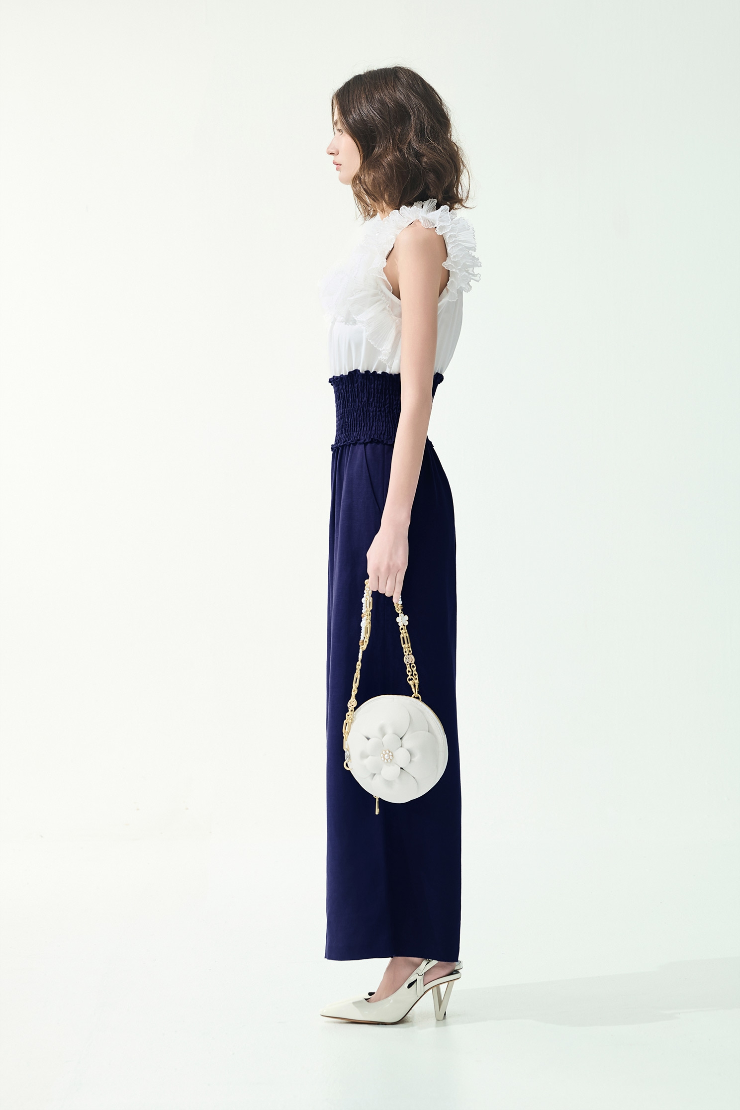 Pleated Ruffle Detail Sleeveless JumpsuitPleated Ruffle Detail Sleeveless Jumpsuit,Season (SS) Look,pants,Jumpsuits