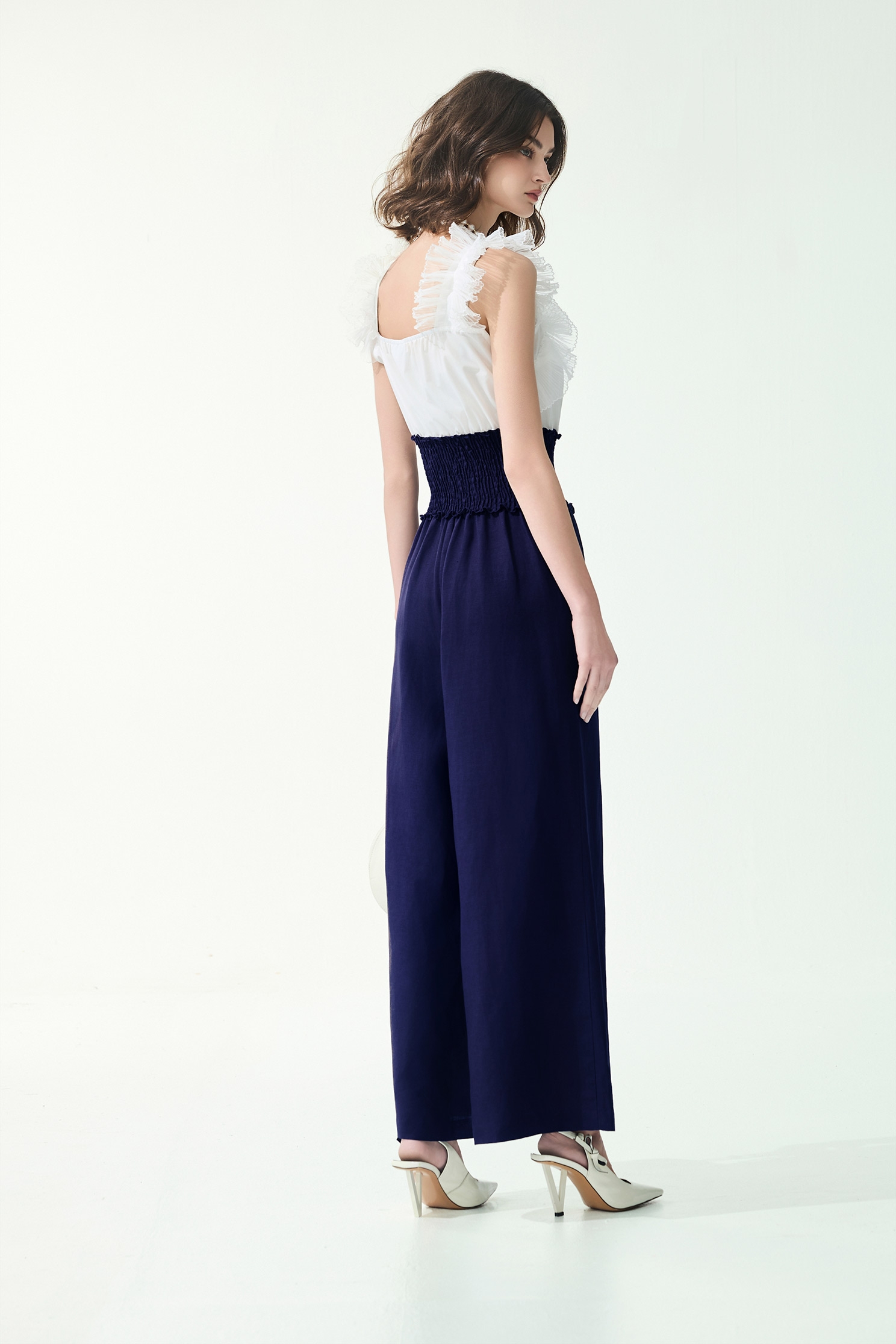 Pleated Ruffle Detail Sleeveless JumpsuitPleated Ruffle Detail Sleeveless Jumpsuit,Season (SS) Look,pants,Jumpsuits