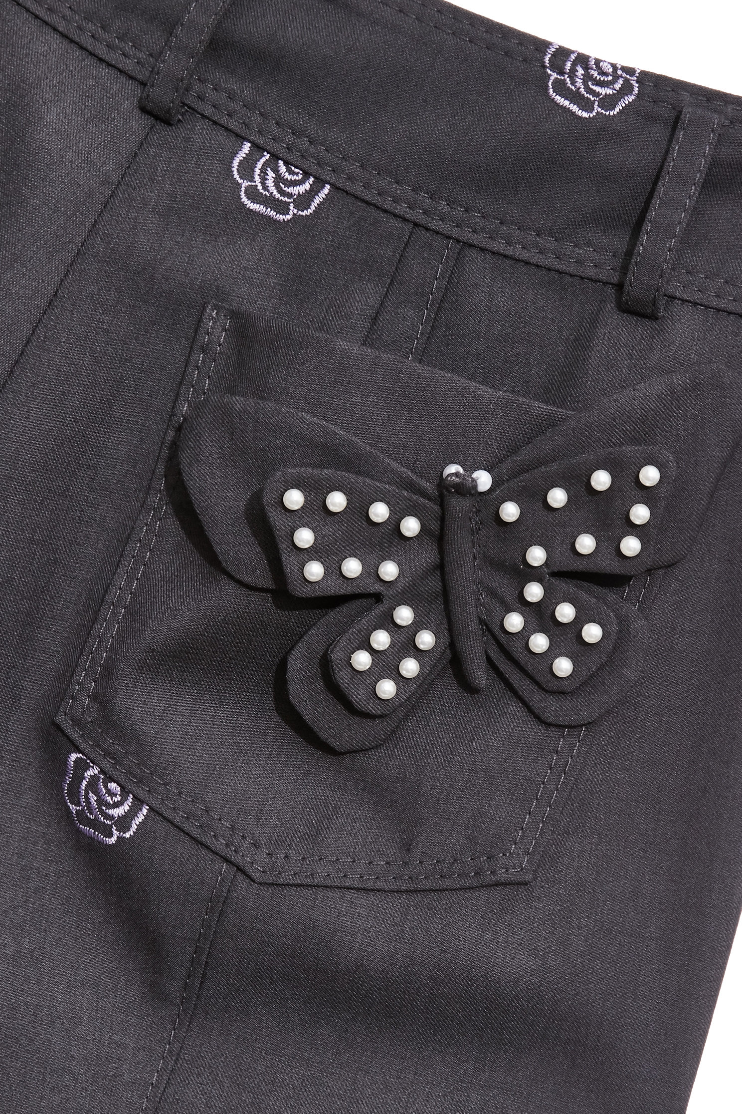Embroidery Rose Wide Leg PantsEmbroidery Rose Wide Leg Pants,Embroidered,Culottes,Season (AW) Look,pants