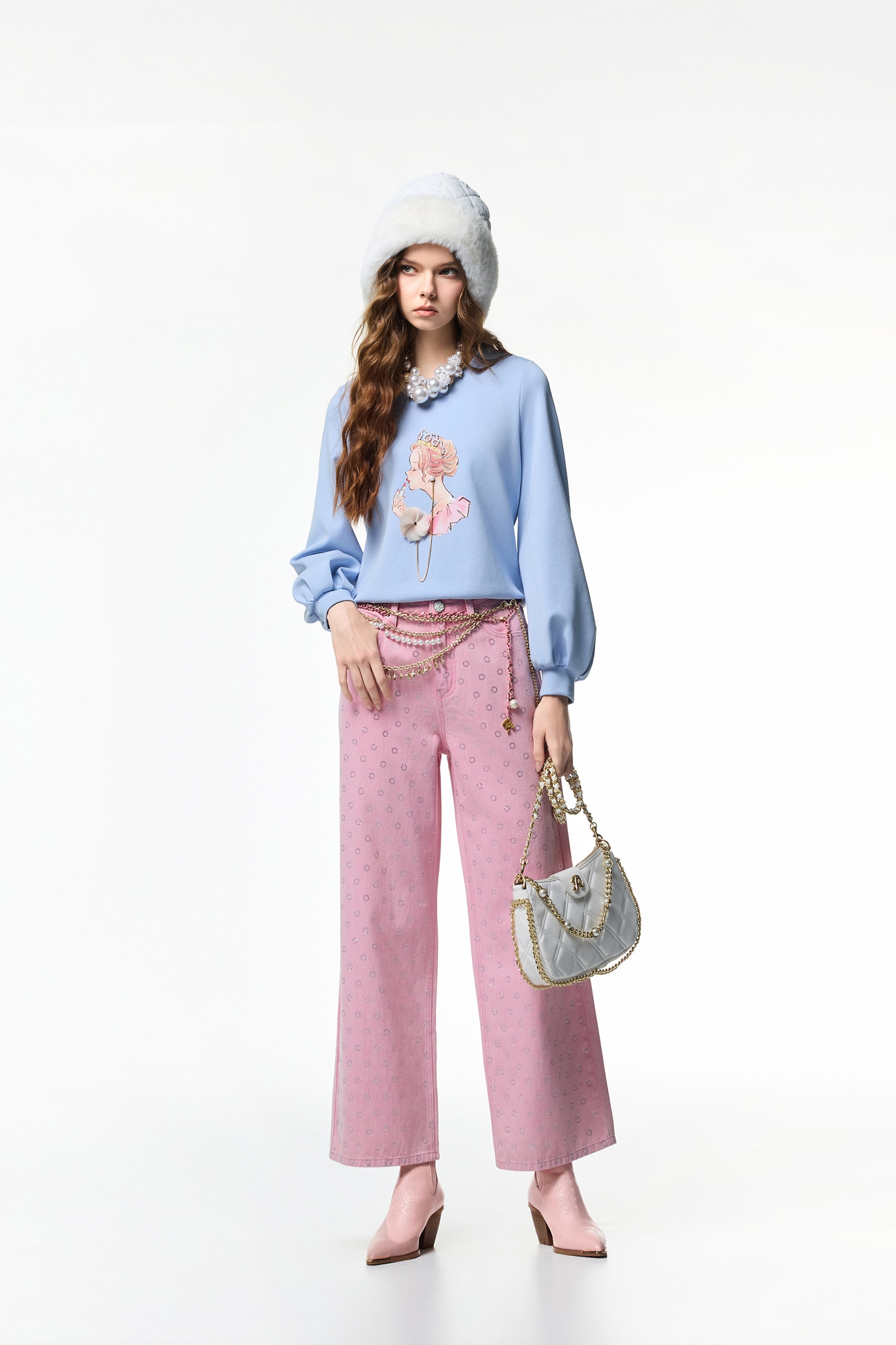 Sequin Detail Pink Wide Leg JeansSequin Detail Pink Wide Leg Jeans,Denim,Denim,Jeans,Season (AW) Look,Valentine,blossoms