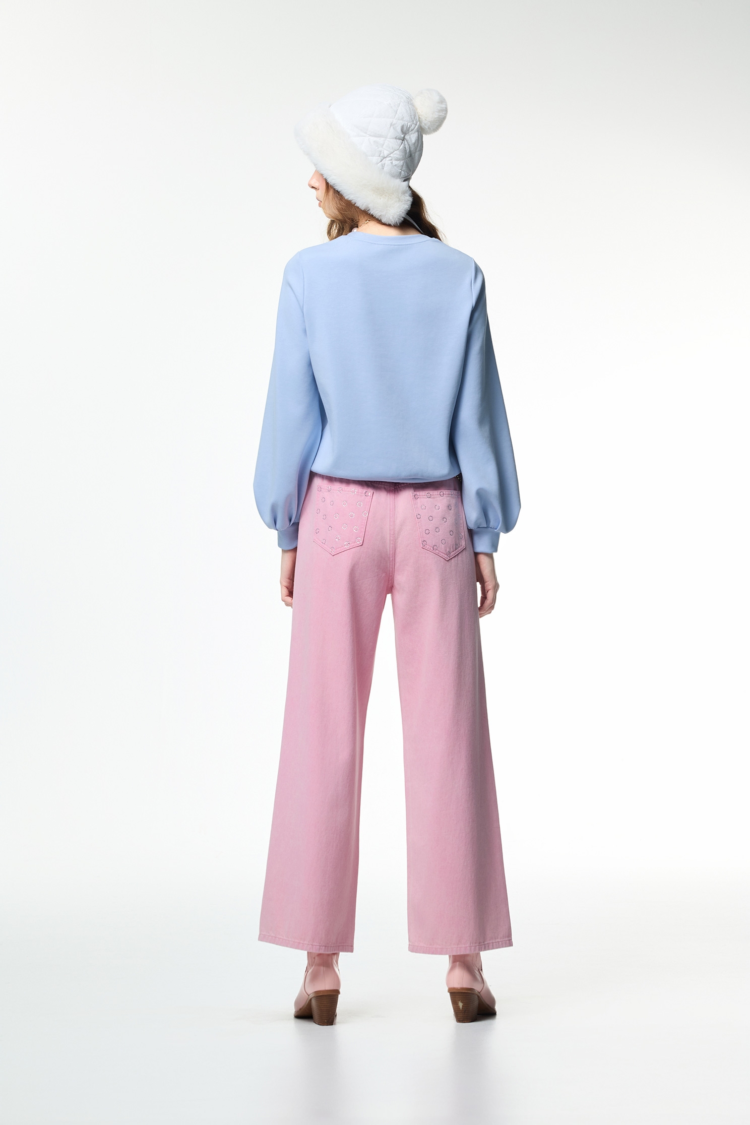 Sequin Detail Pink Wide Leg JeansSequin Detail Pink Wide Leg Jeans,Denim,Denim,Jeans,Season (AW) Look,Valentine,blossoms