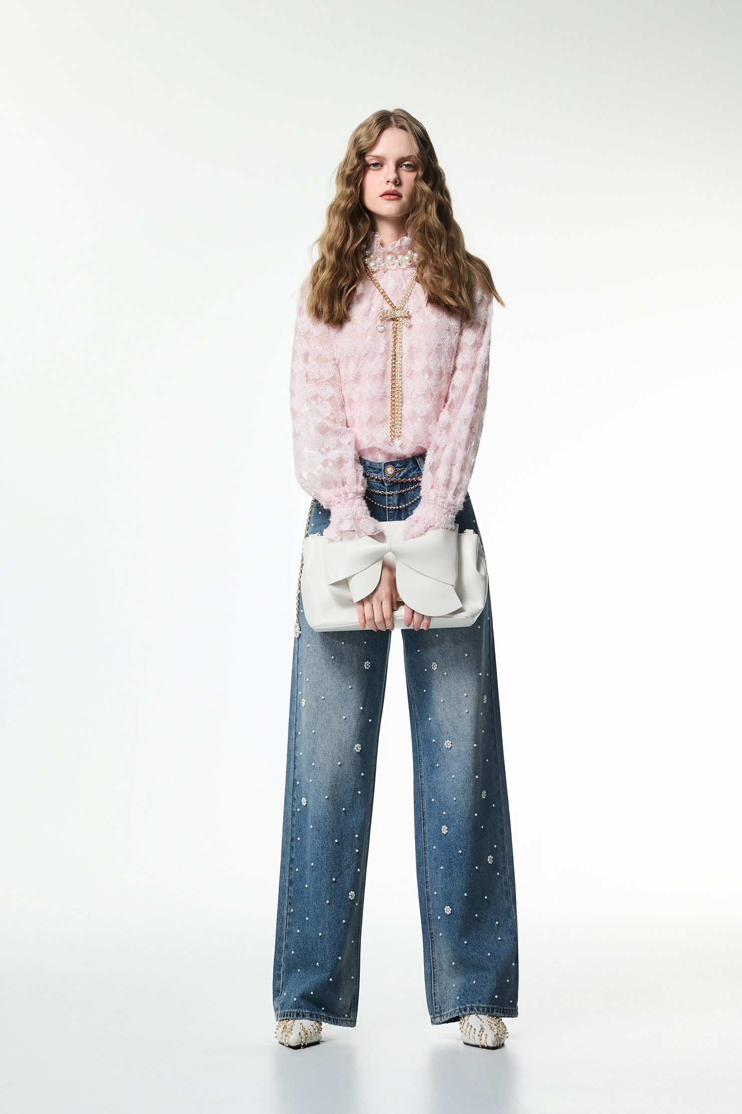 Pearl Floral Detail Wide Leg JeansPearl Floral Detail Wide Leg Jeans,Denim,co-ord sets,Denim,Jeans,pearl,Season (AW) Look,Valentine,blossoms