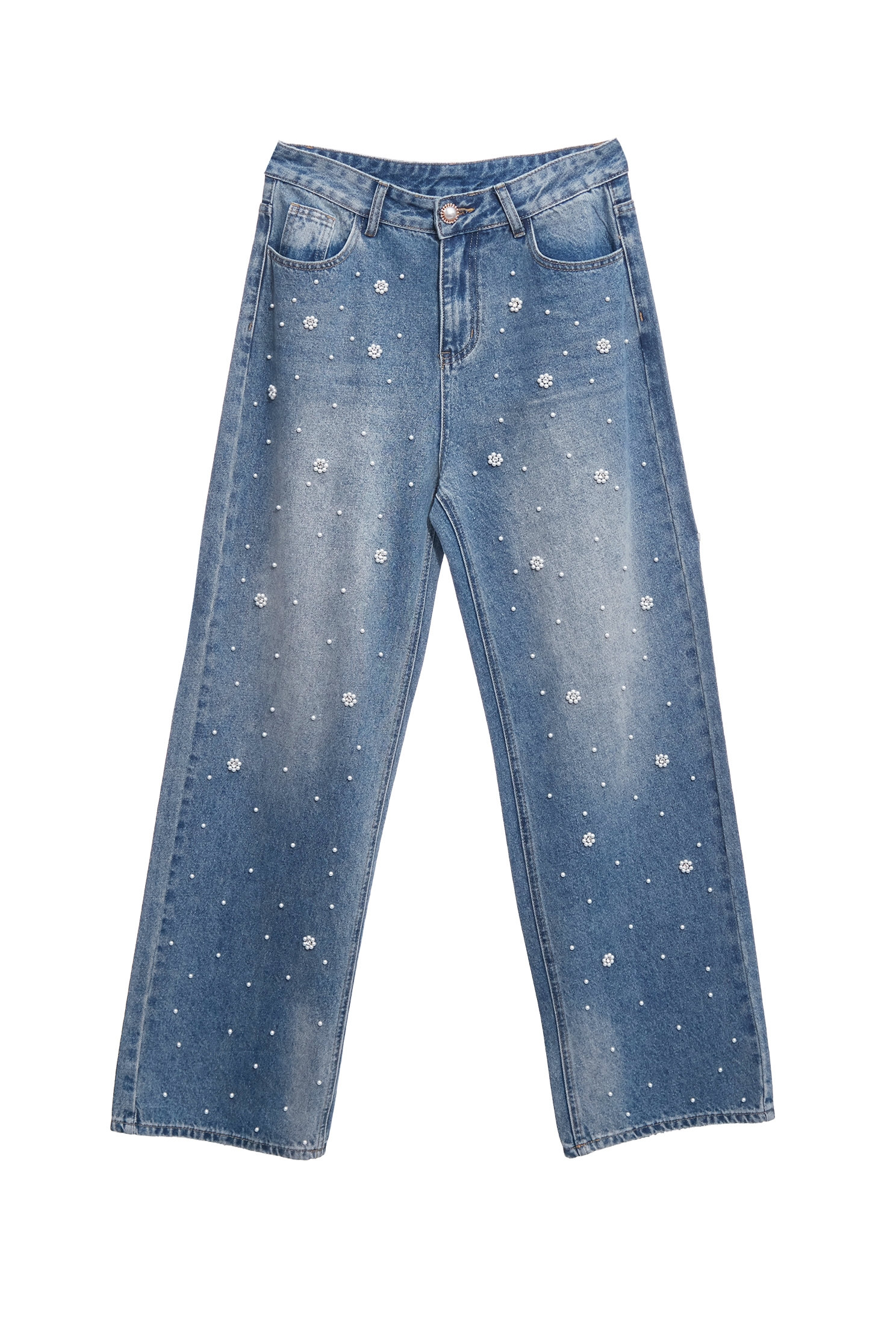 Pearl Floral Detail Wide Leg JeansPearl Floral Detail Wide Leg Jeans,Denim,co-ord sets,Denim,Jeans,pearl,Season (AW) Look,Valentine,blossoms