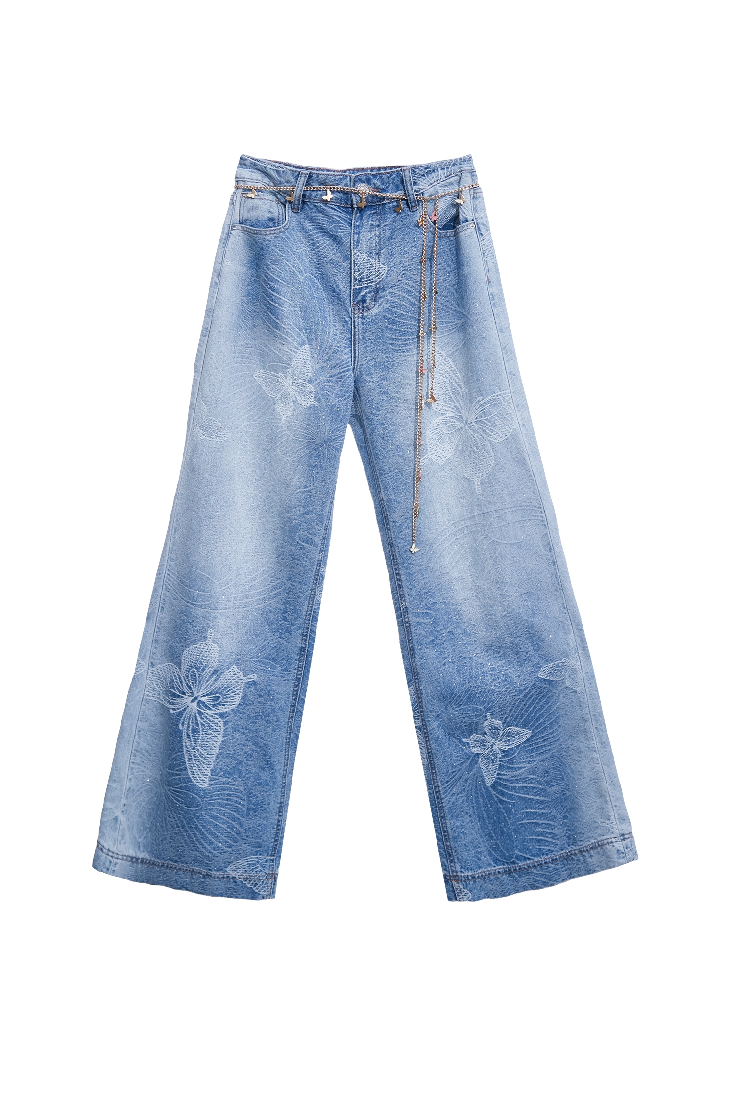 Butterfly Motif Wide Leg JeansButterfly Motif Wide Leg Jeans,Season (SS) Look,Denim,Jeans,pants